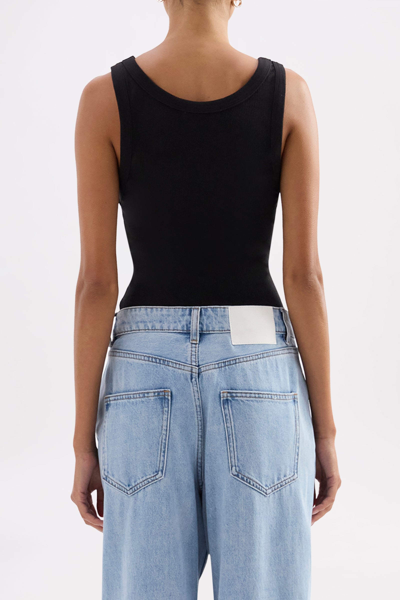 Organic Rib Singlet Black 