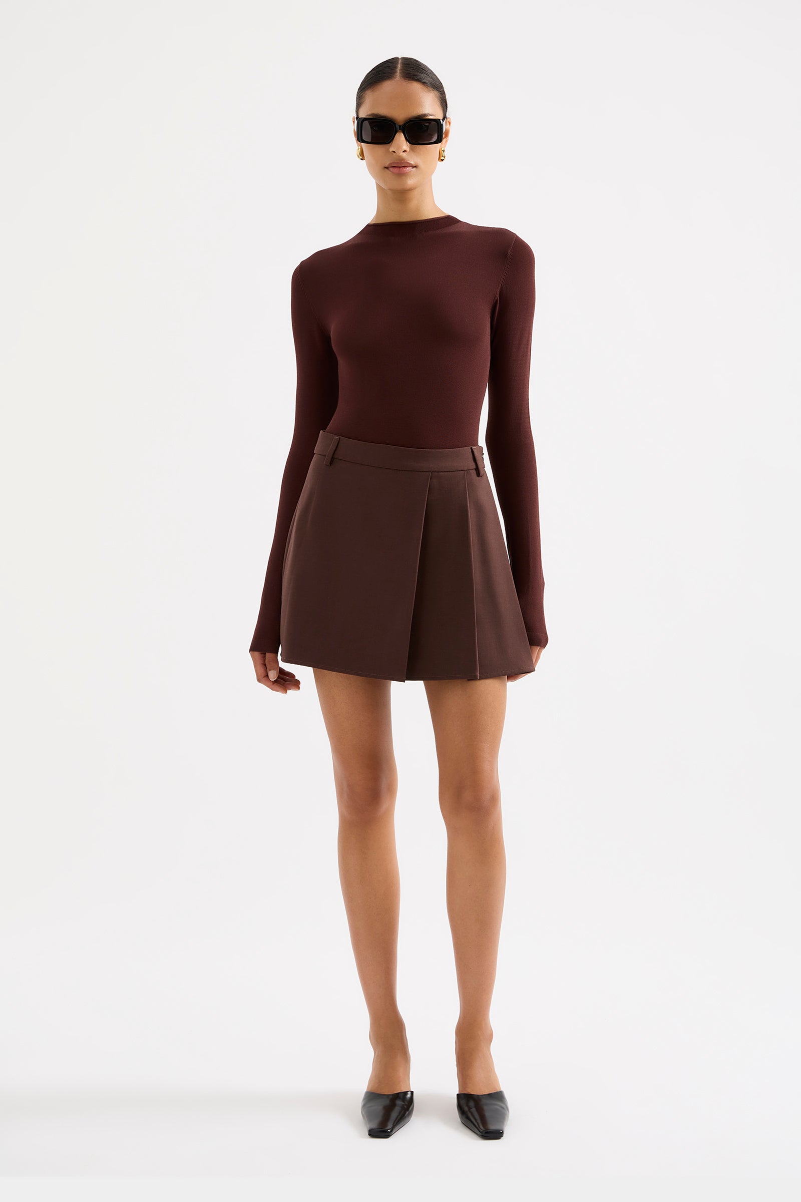 Easton Tailored Mini Skirt Cocoa 