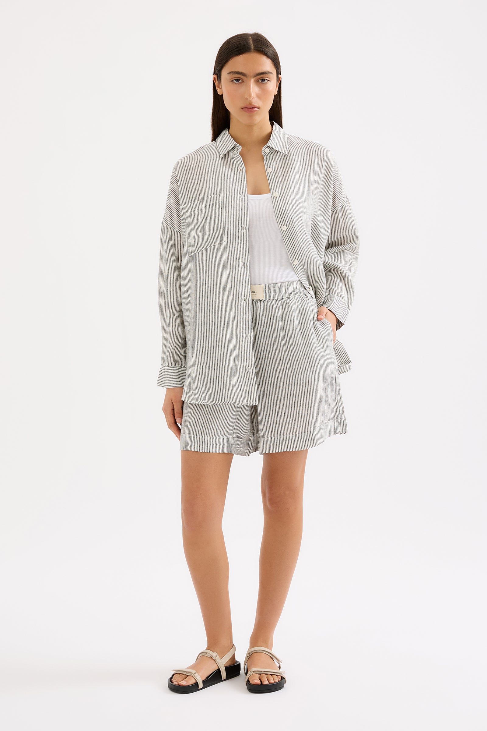 Lounge Heritage Stripe Linen Shirt Pinstripe 