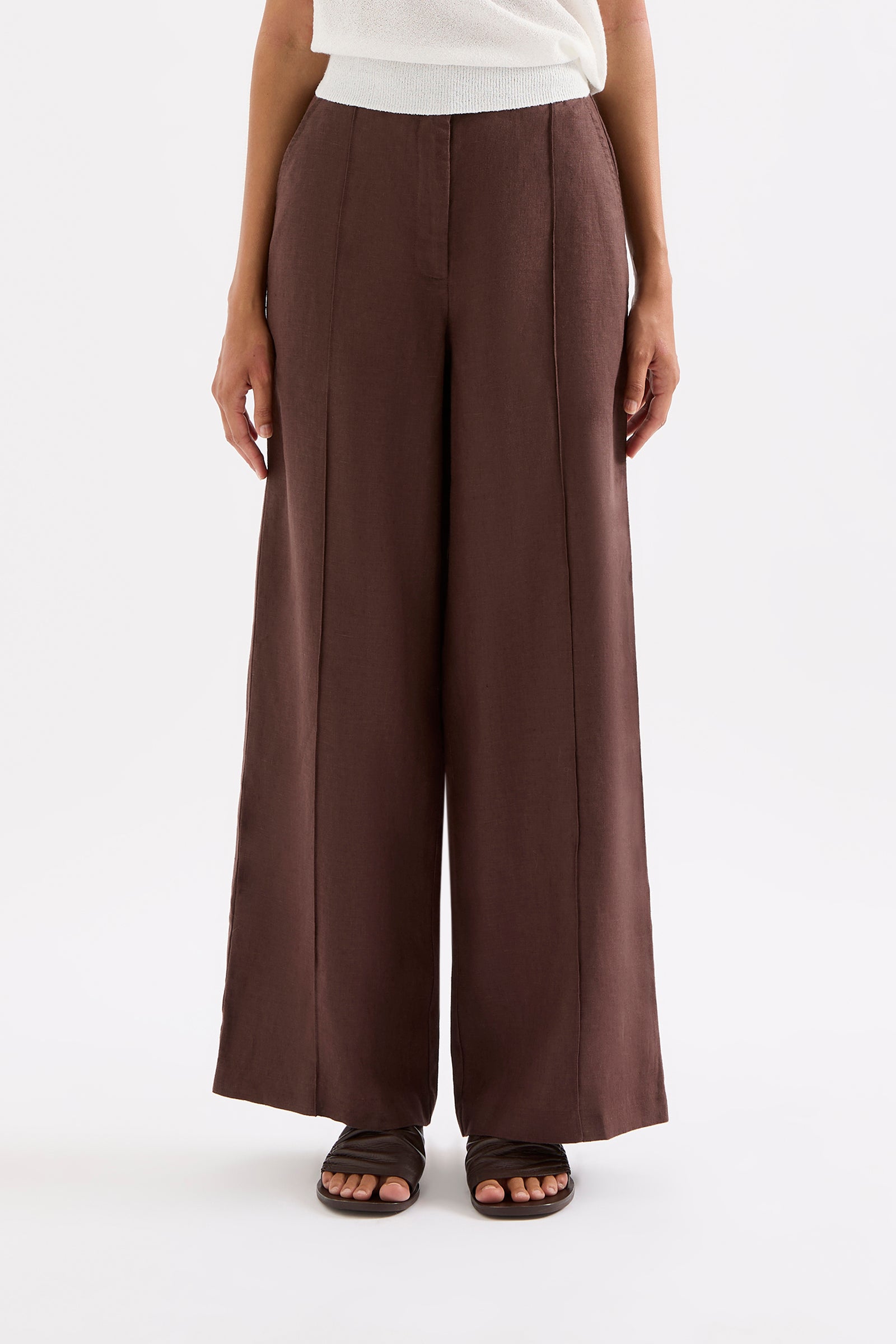 Theo Linen Pant Chocolate 