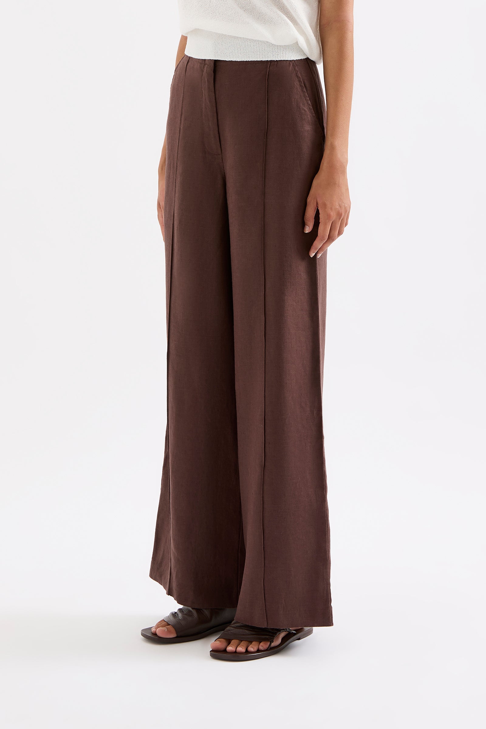 Theo Linen Pant Chocolate 