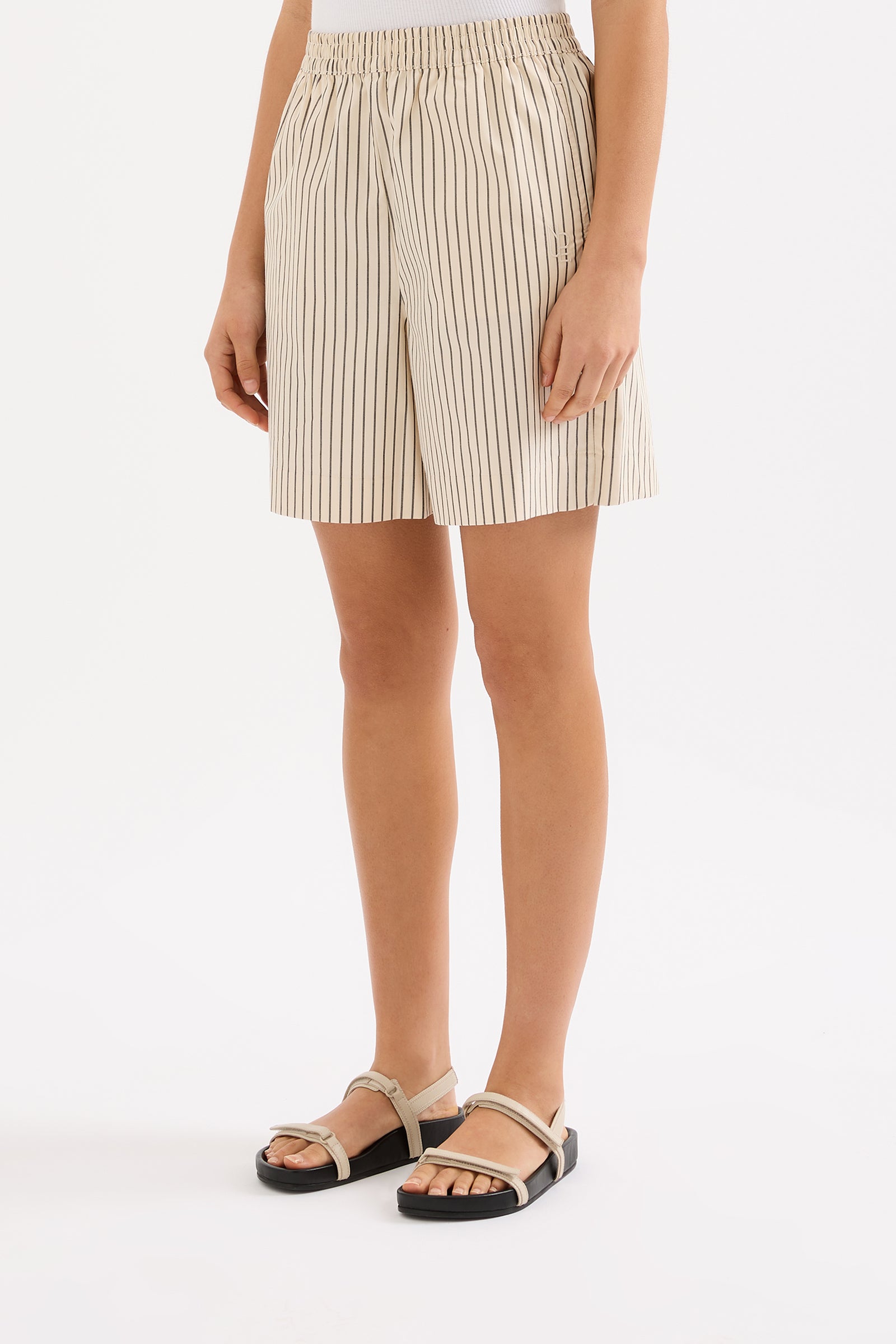 Organic Poplin Short Black Stripe 