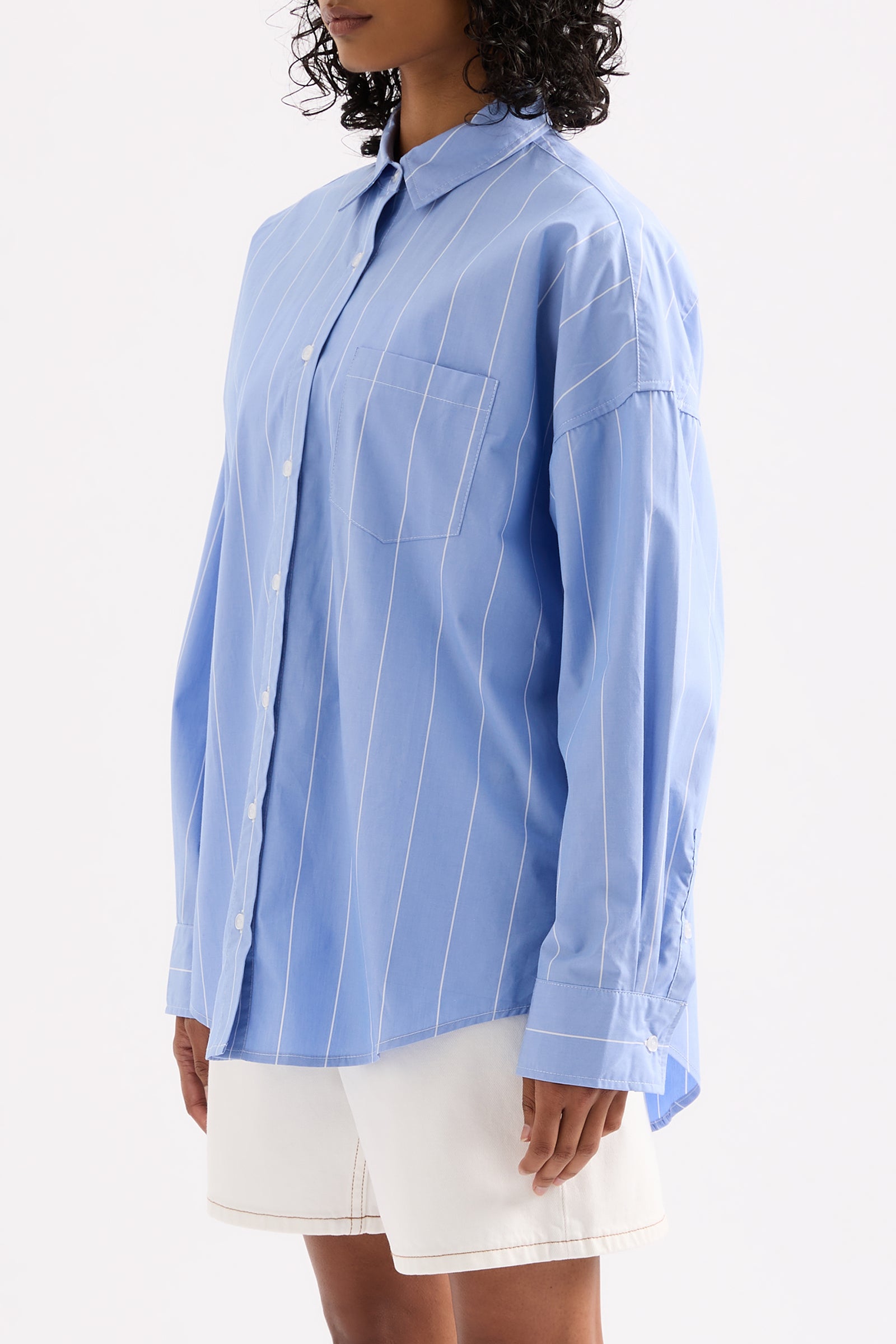 Harper Poplin Shirt Blue Stripe 