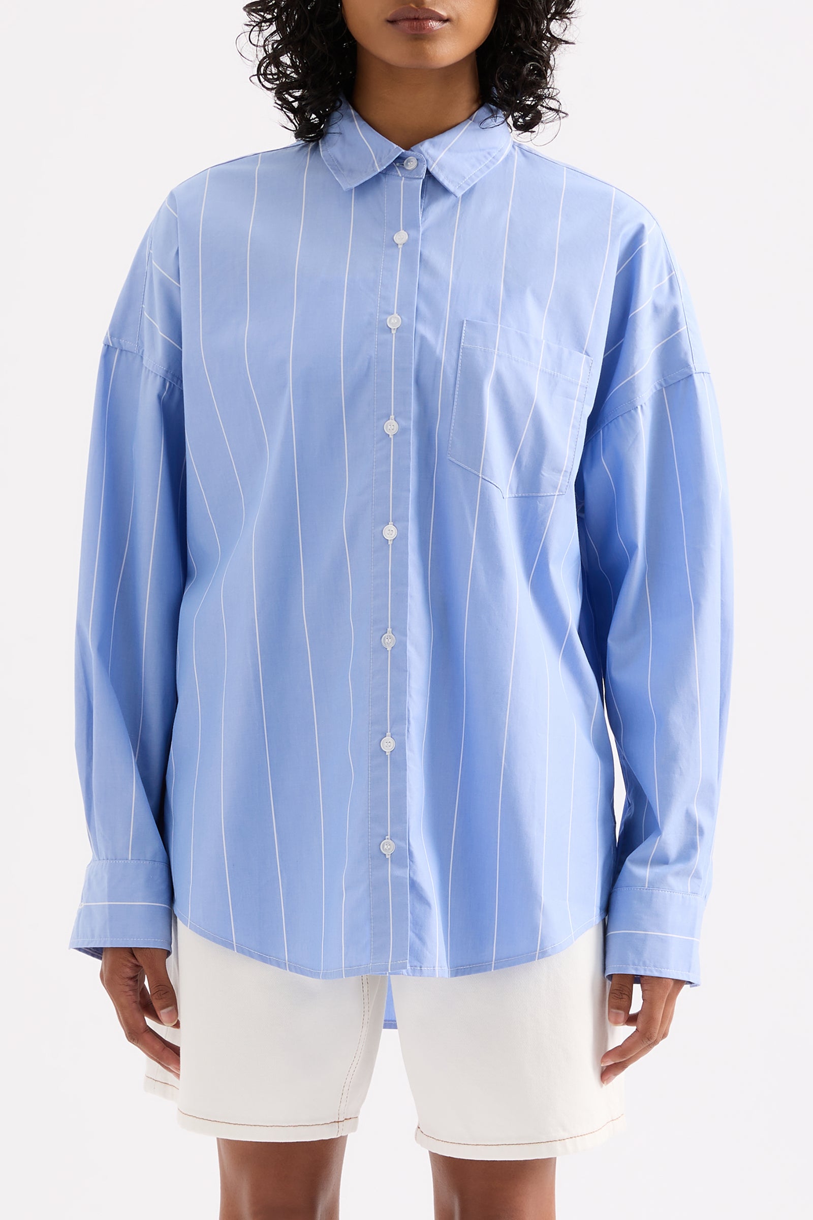 Harper Poplin Shirt Blue Stripe 