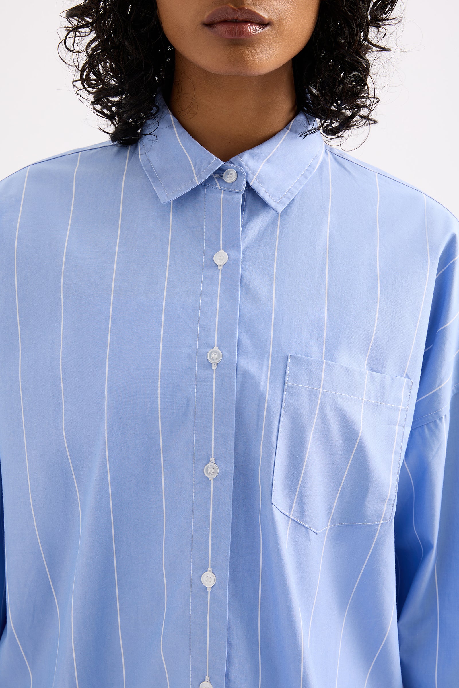 Harper Poplin Shirt Blue Stripe 