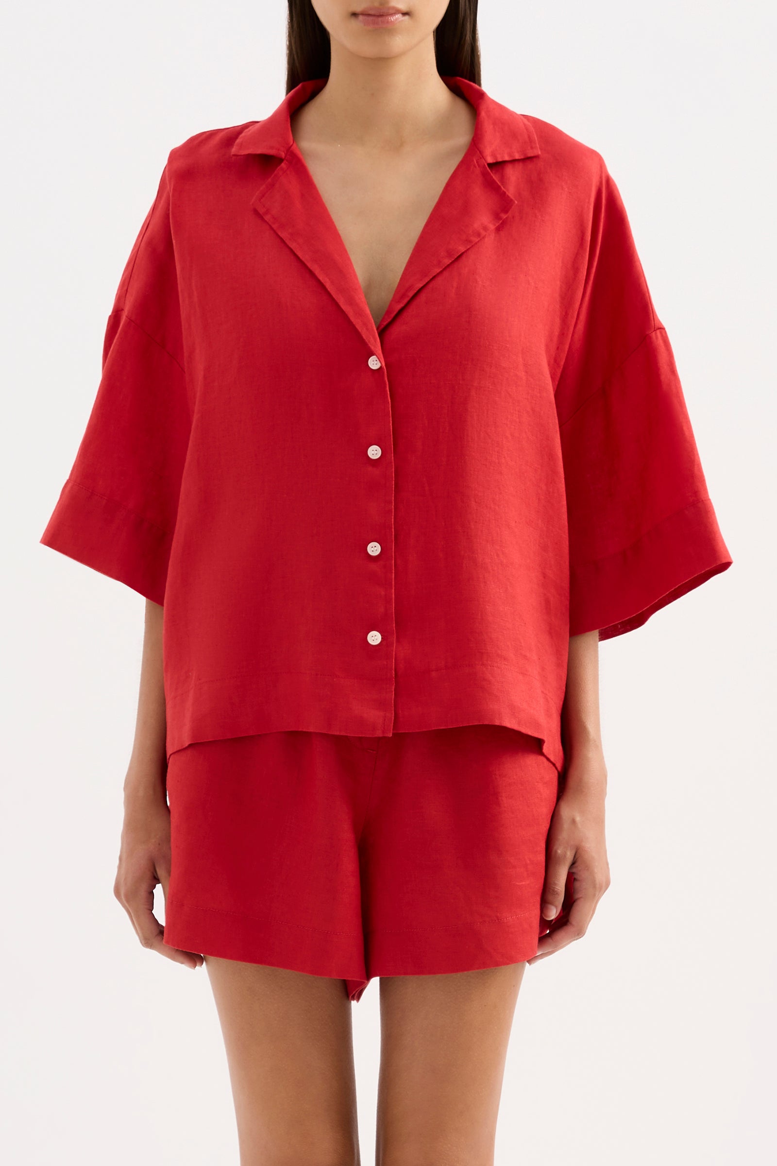 Lounge Linen Shirt & Crop Pant Set 