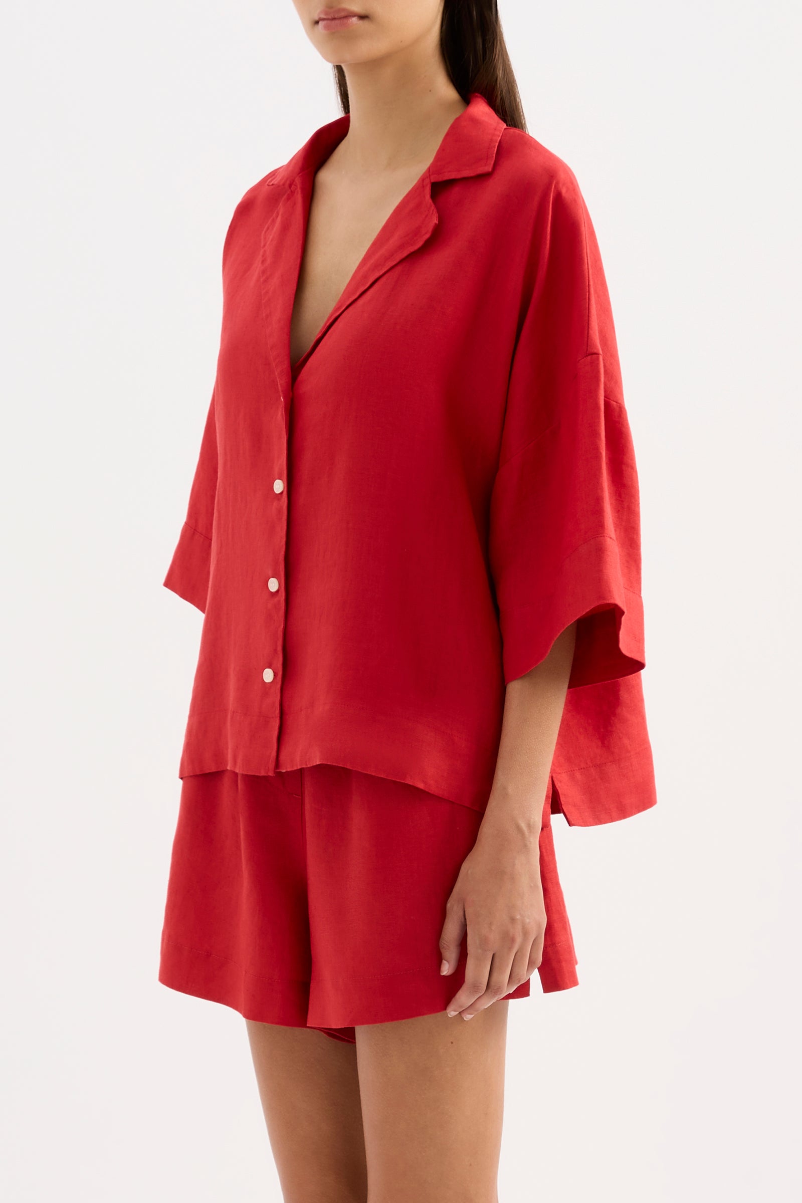 Lounge Linen Shirt & Crop Pant Set 