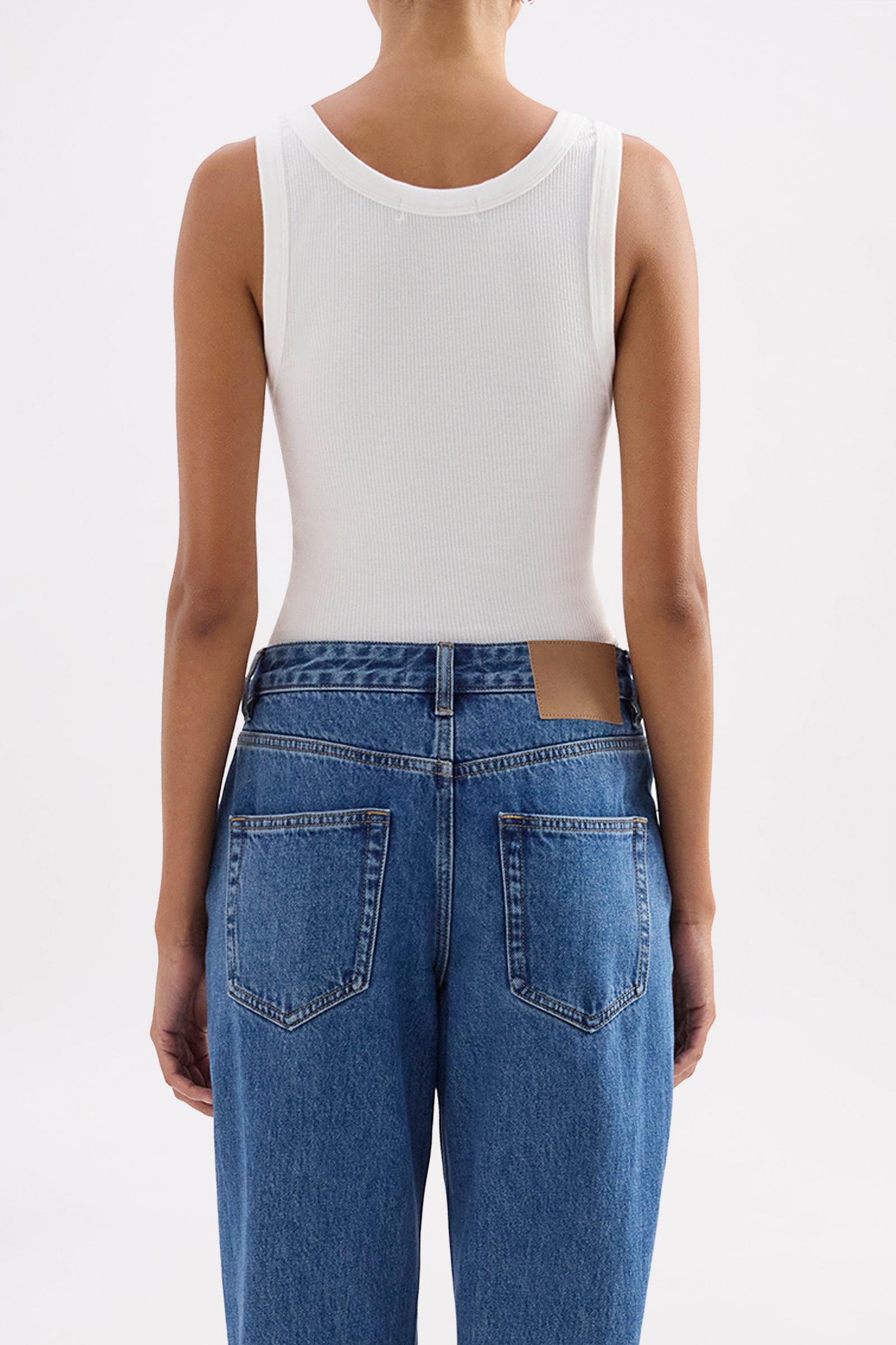 Organic Rib Singlet White 