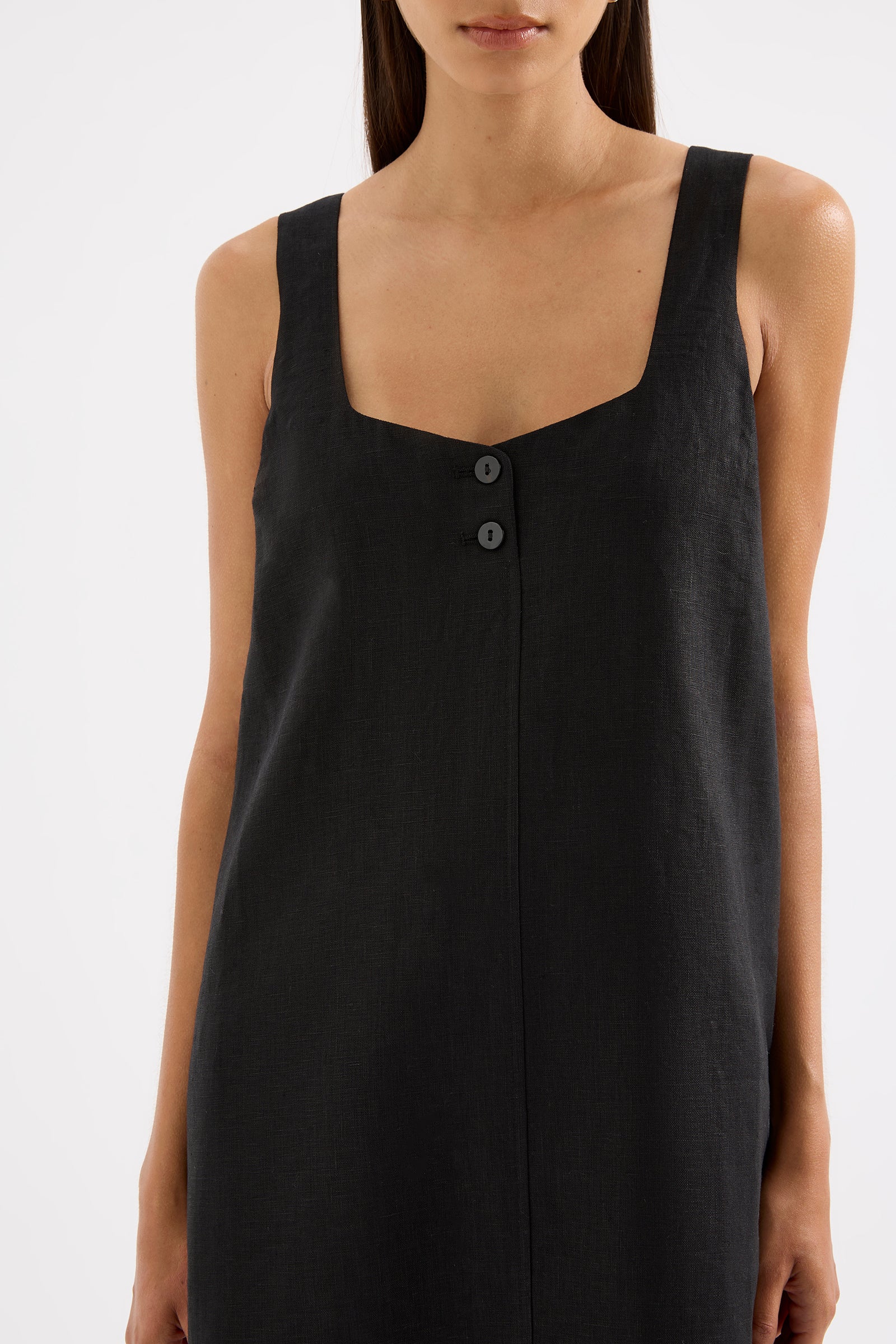 Zephyr Linen Mini Dress Black 
