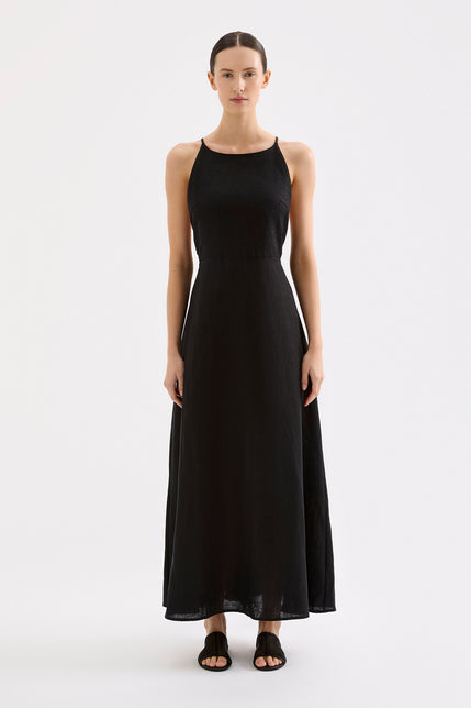 Ziba Linen Maxi Dress Black 