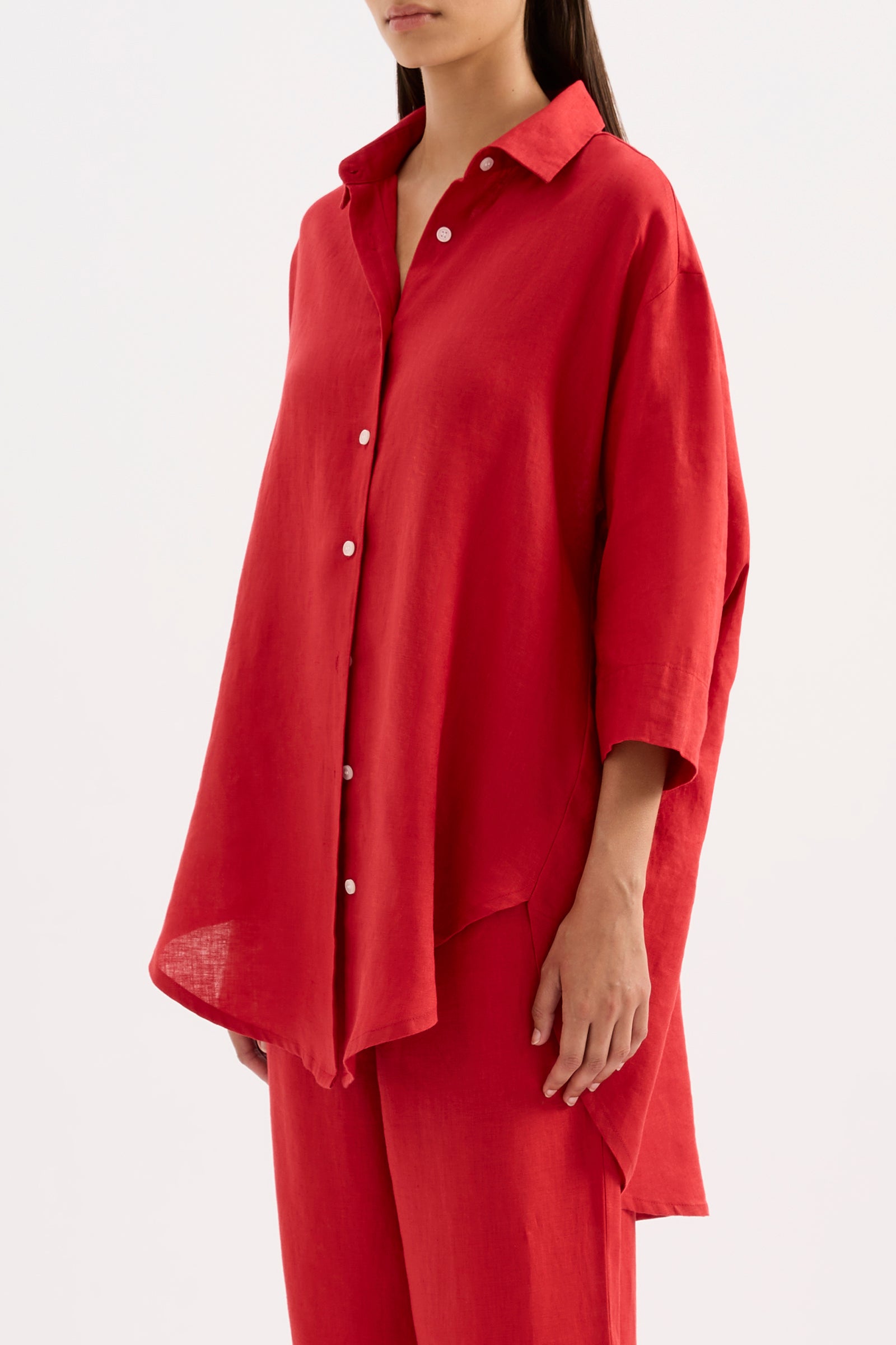 Lounge Linen Longline Shirt & Pant Set 