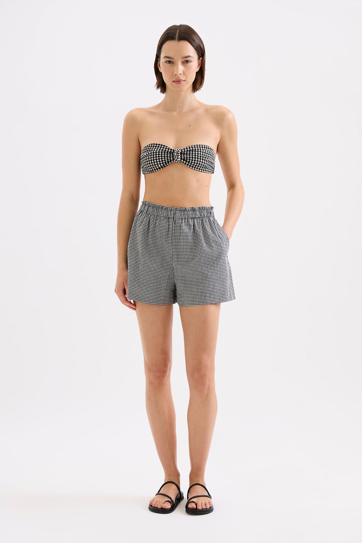 Gingham Knot Front Black Gingham 