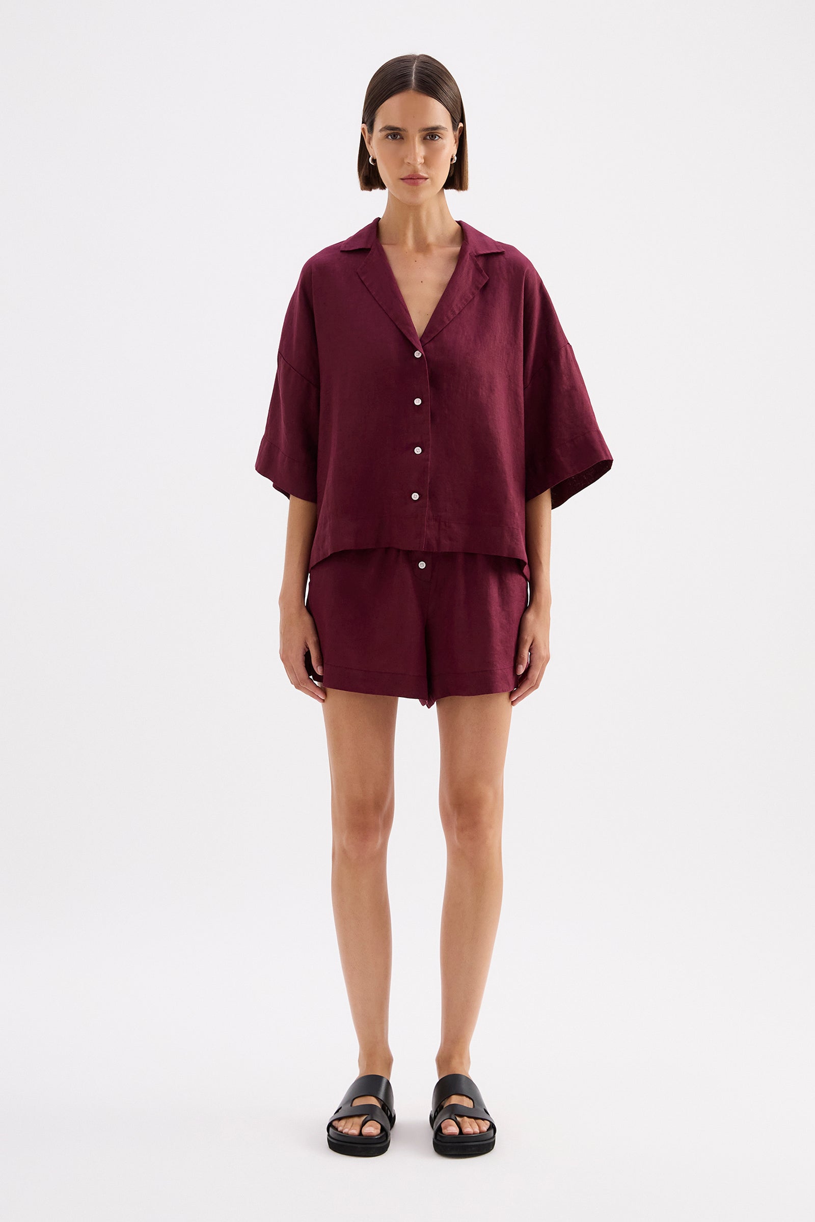 Lounge Linen Shirt Merlot 