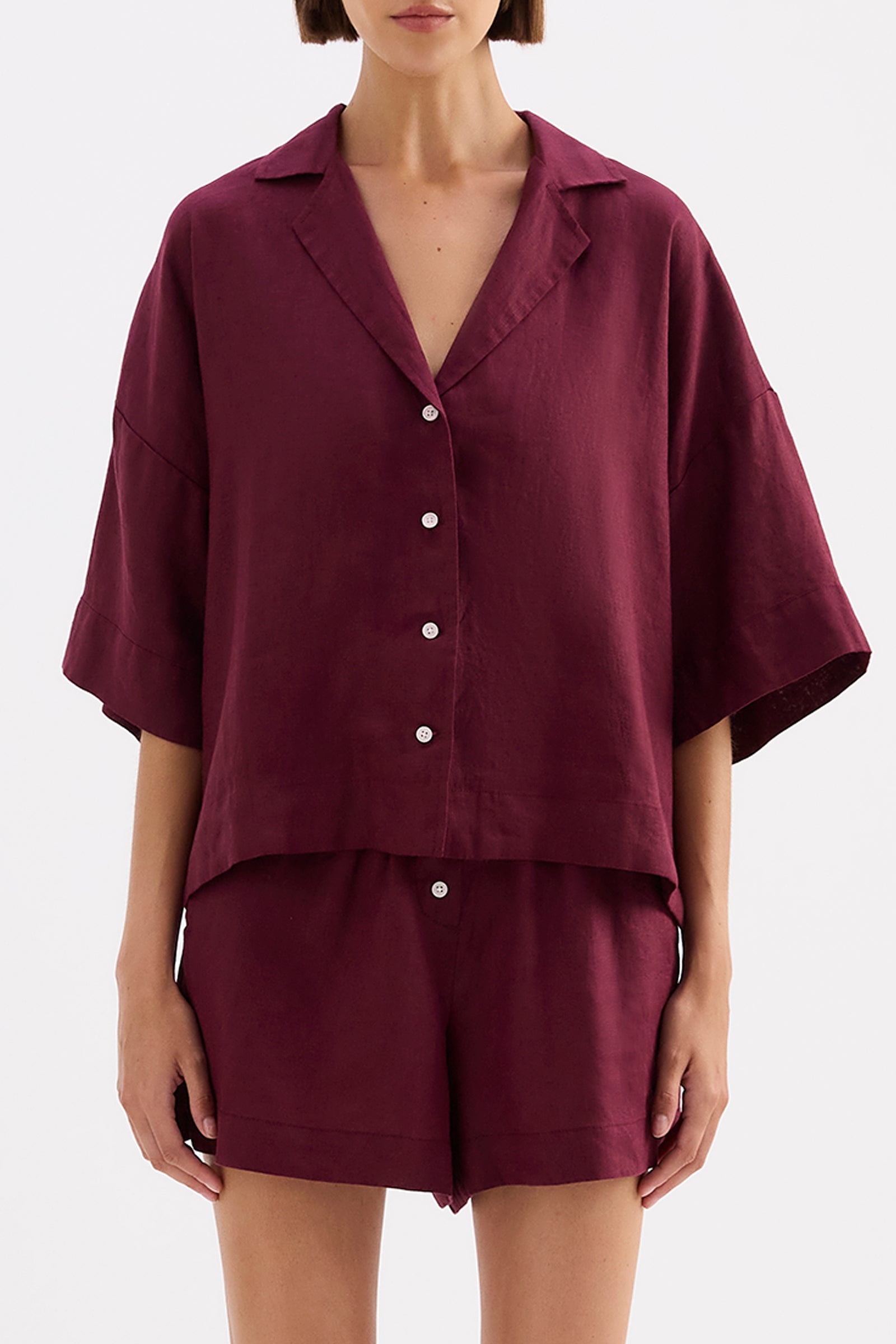 Lounge Linen Shirt Merlot 