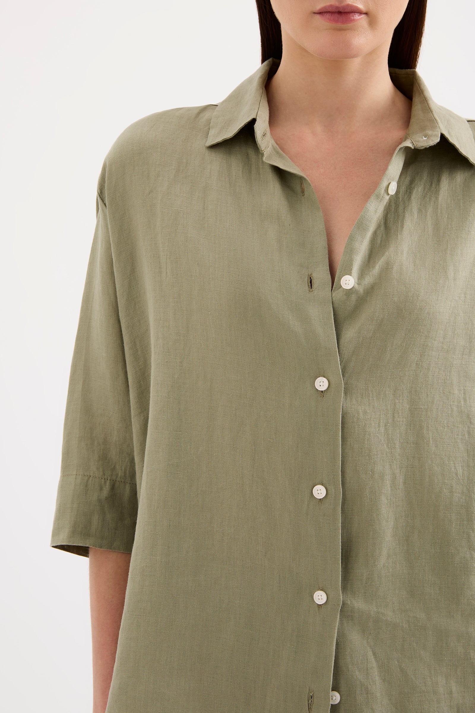 Lounge Linen Longline Shirt Kalamata 