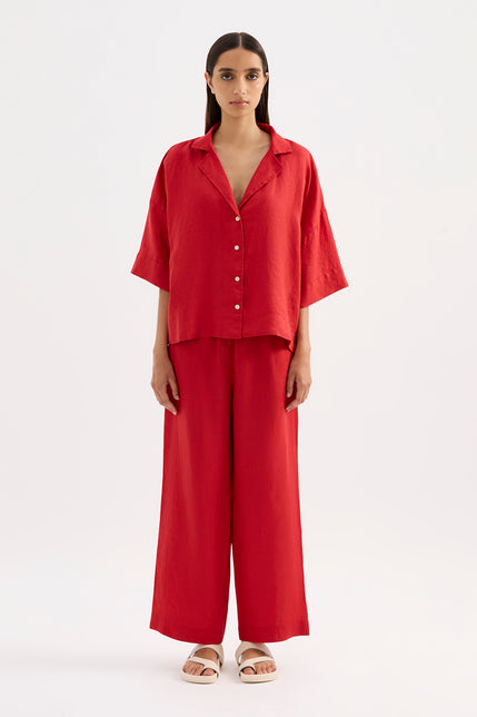 Lounge Linen Shirt & Crop Pant Set 