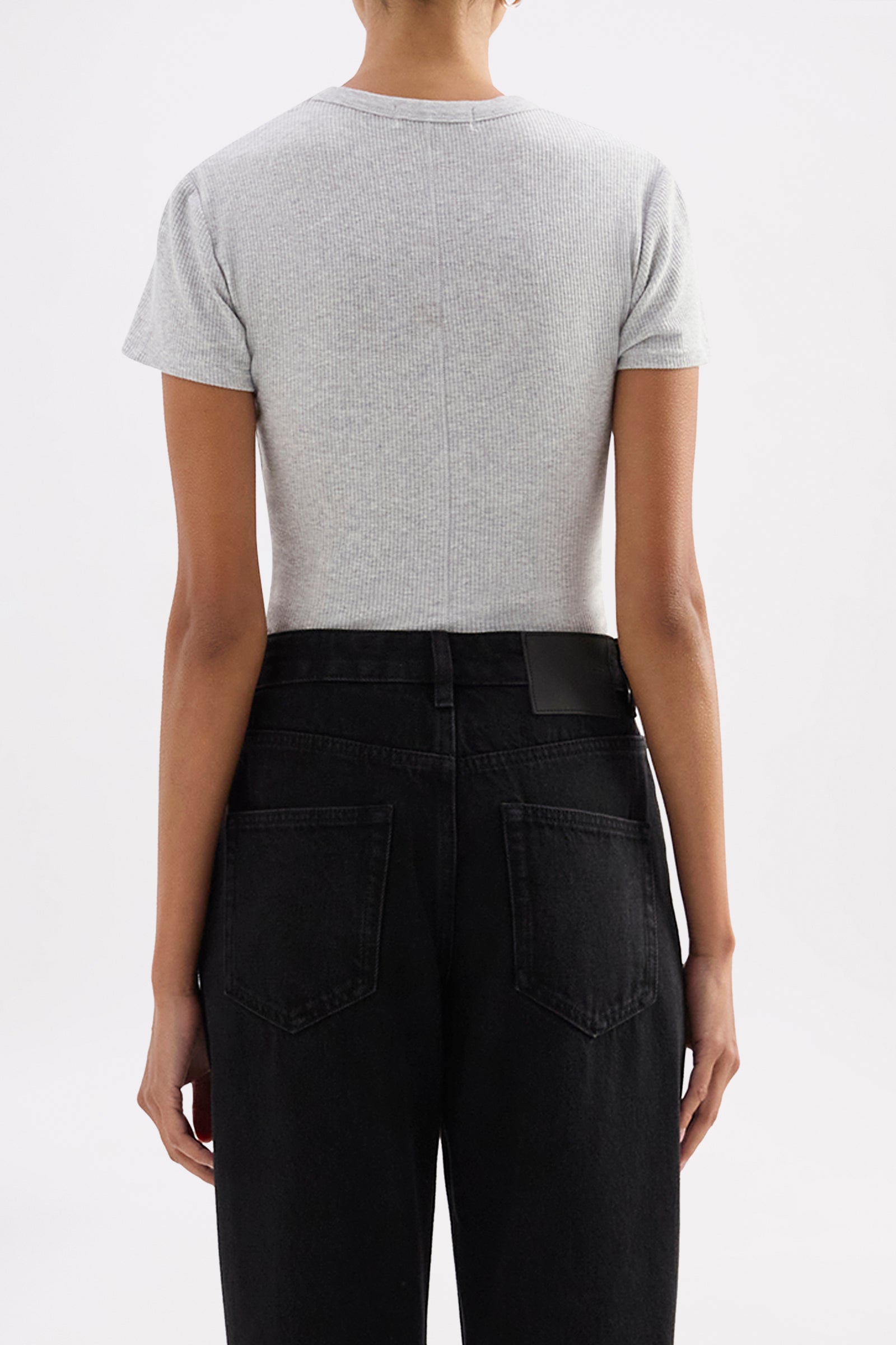 Organic Rib Ss Tee Grey Marle 