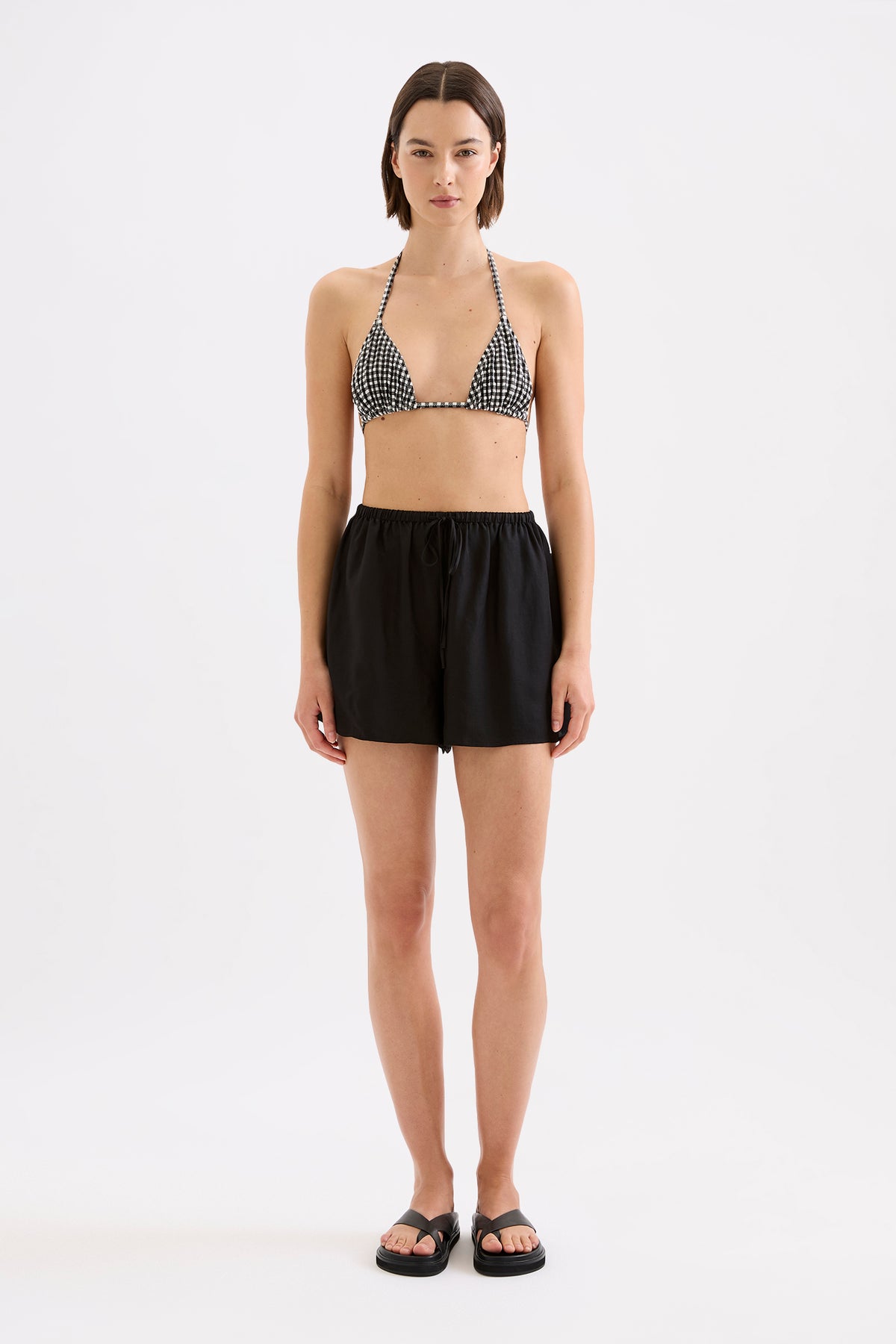 Gingham Triangle Top Black Gingham 