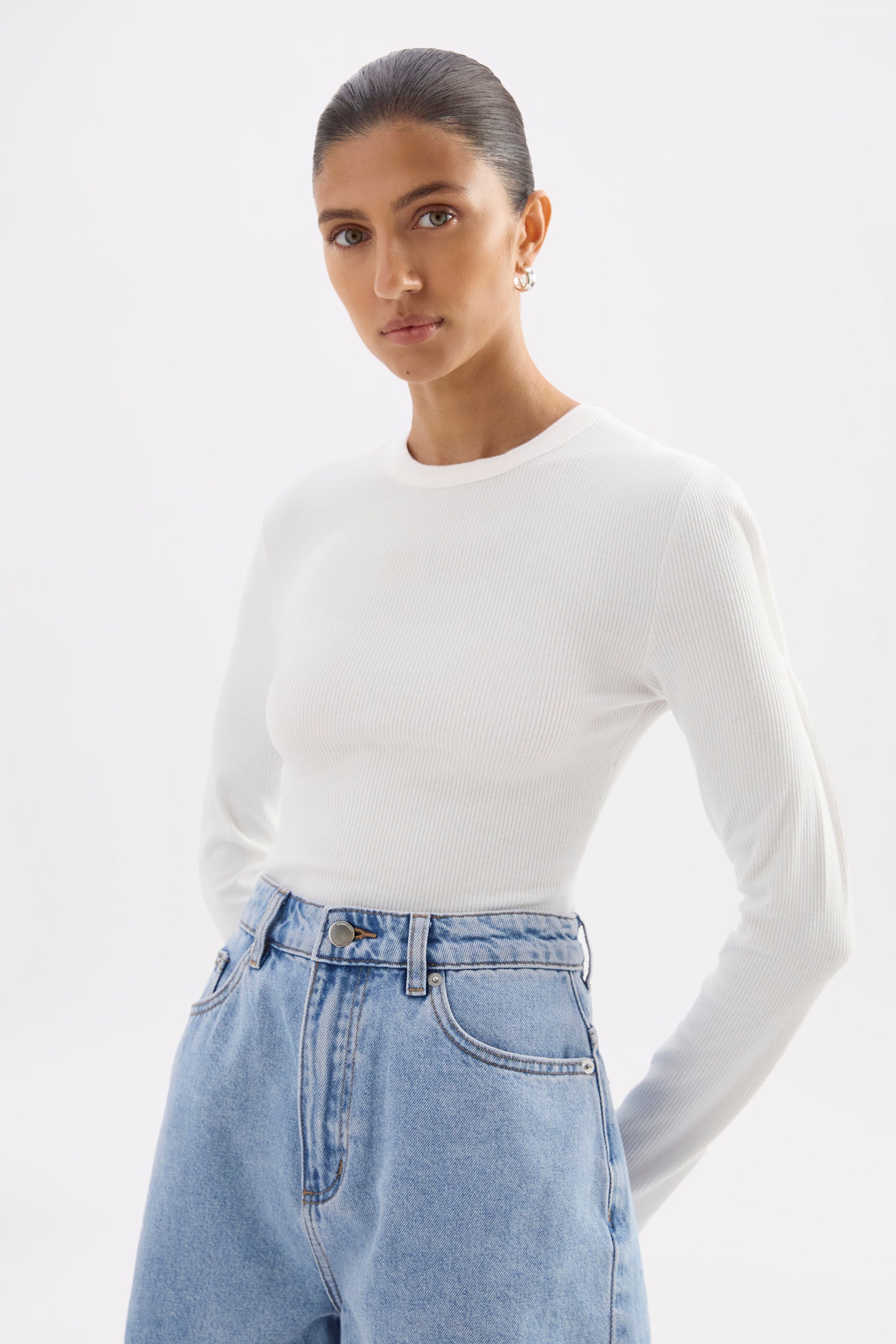 Organic Rib Ls Tee White 