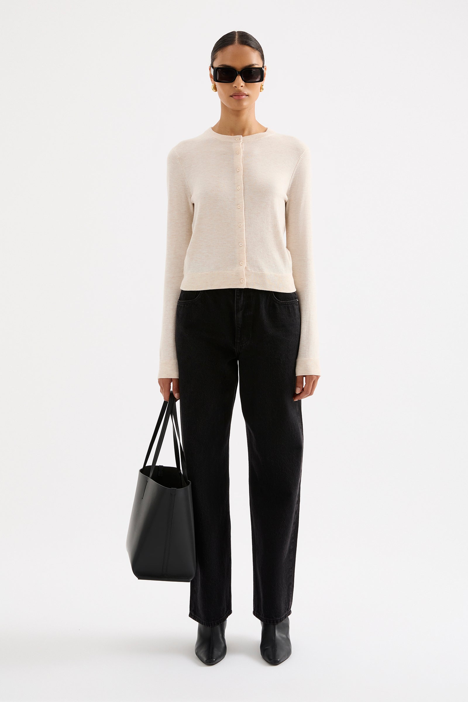 Rae Knit Cardigan Cream Marle 