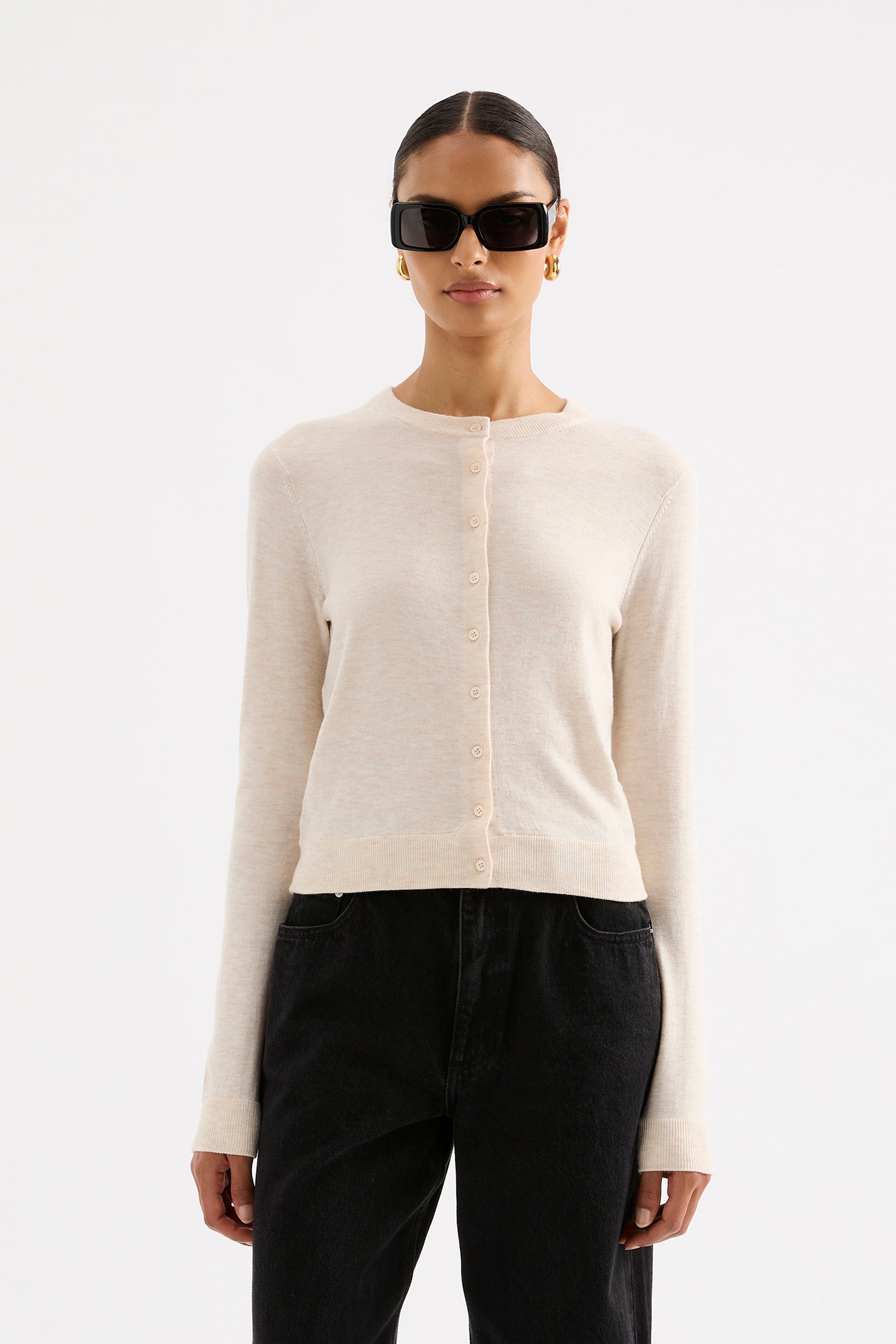 Rae Knit Cardigan Cream Marle 