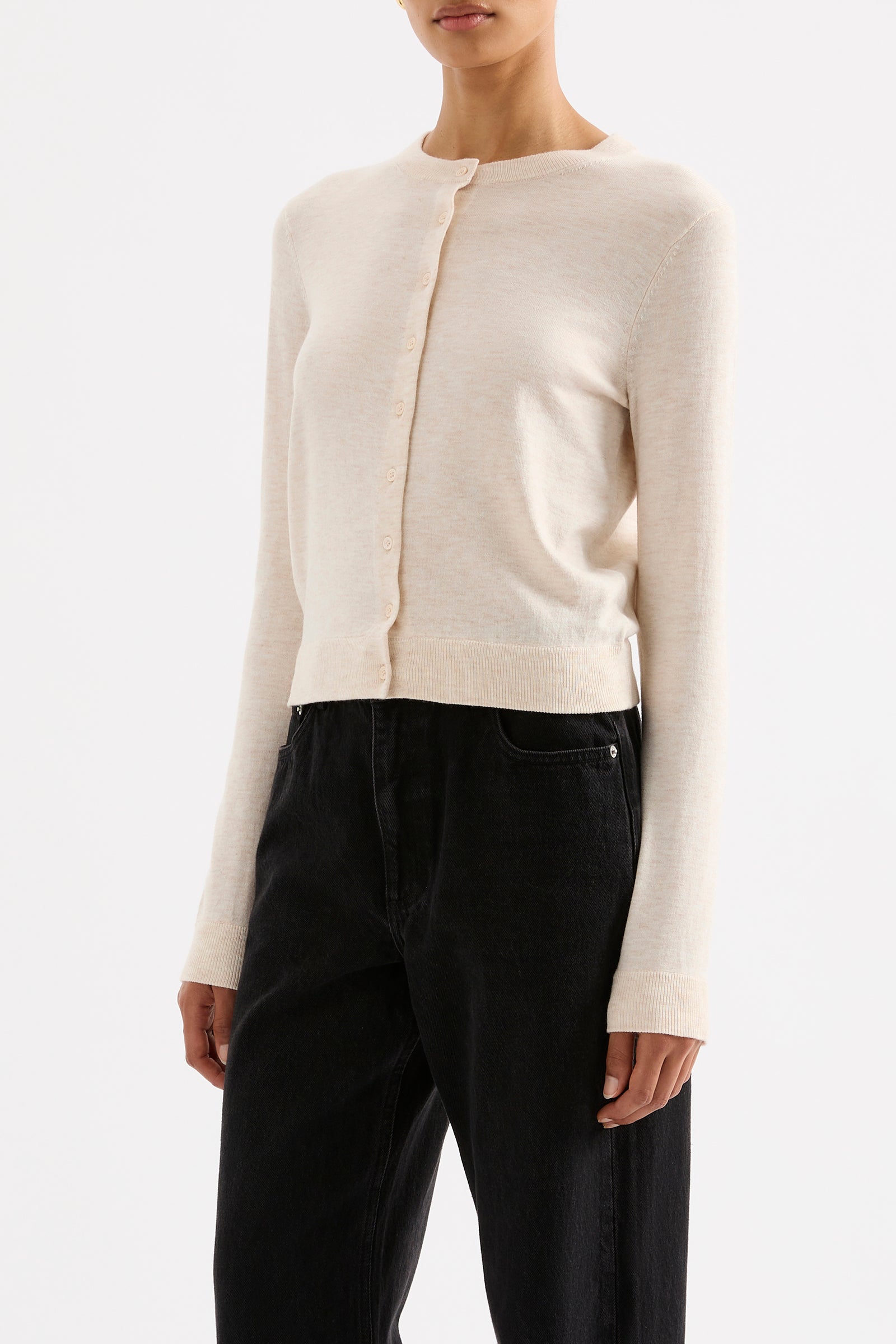 Rae Knit Cardigan Cream Marle 