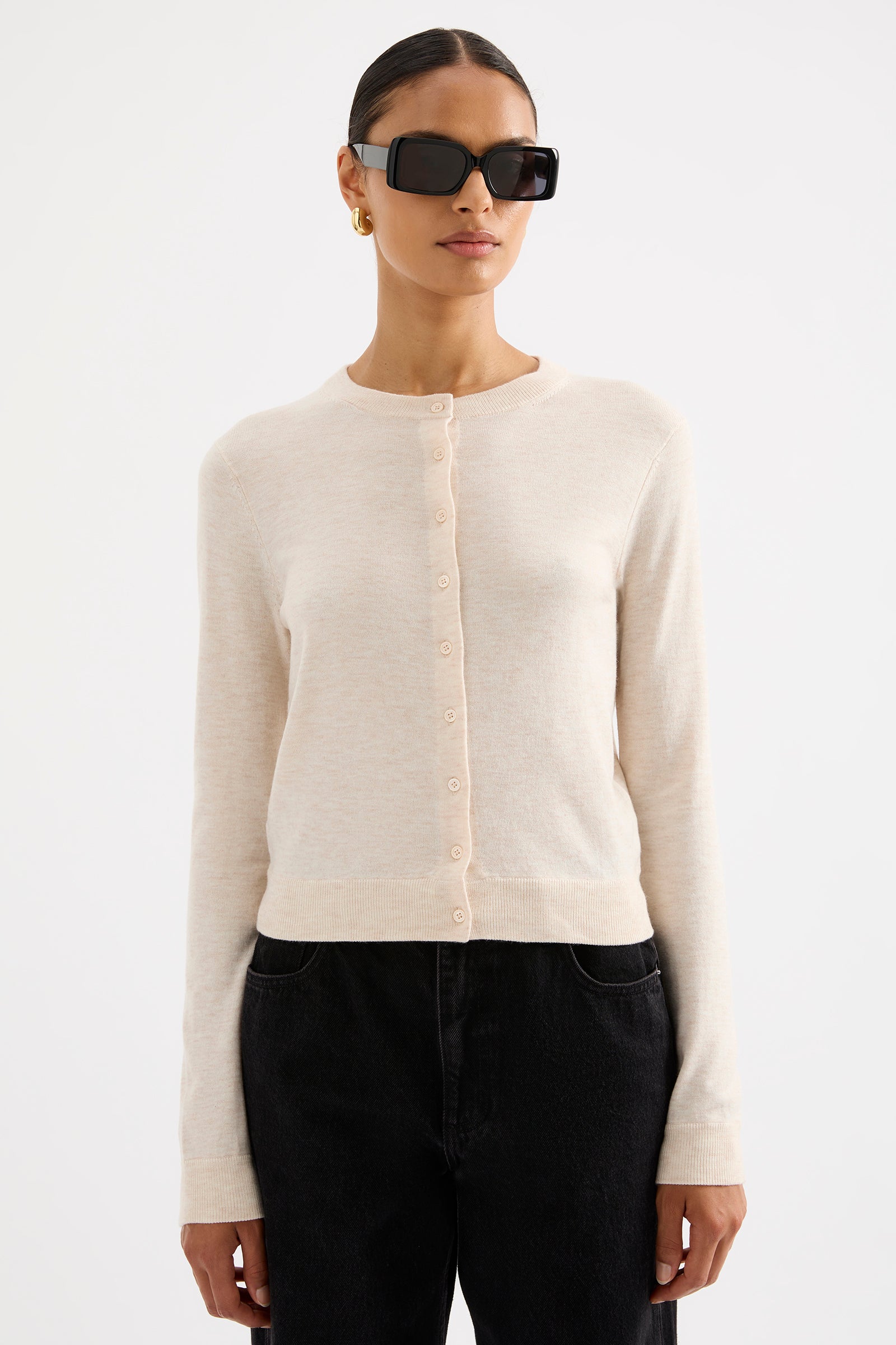 Rae Knit Cardigan Cream Marle 