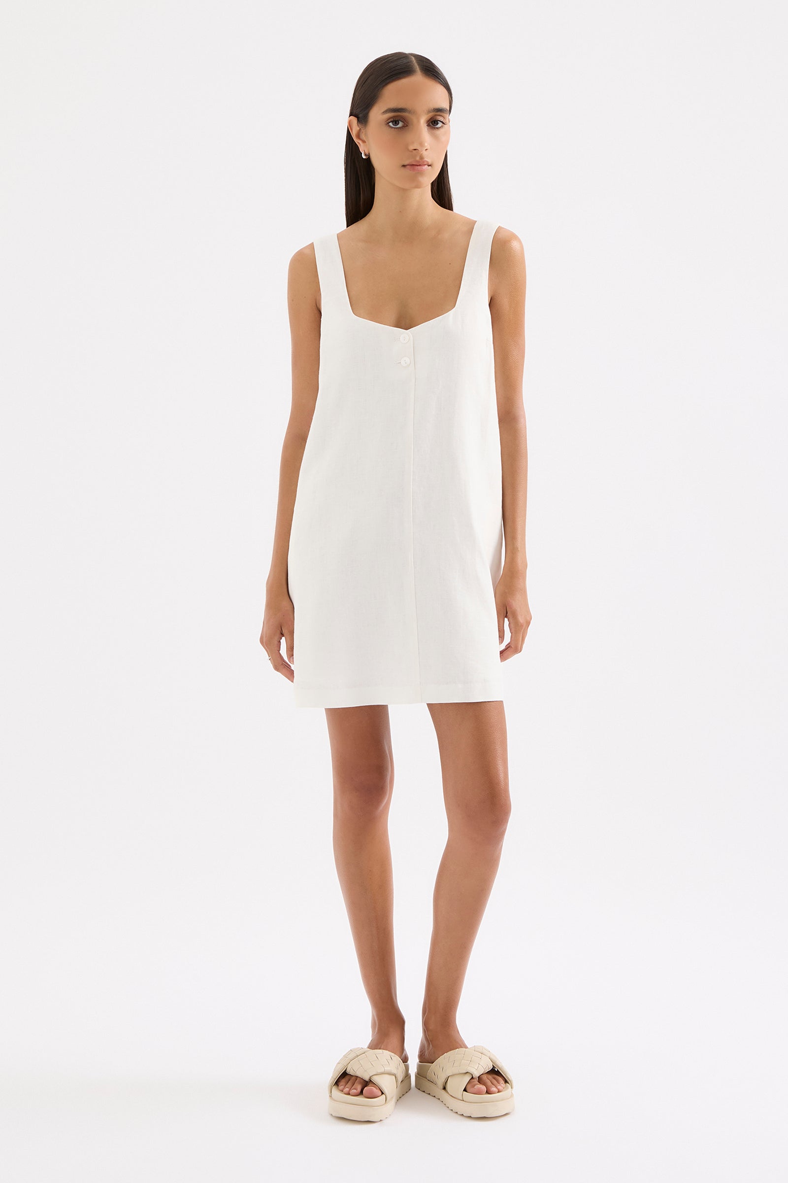 Zephyr Linen Mini Dress White 