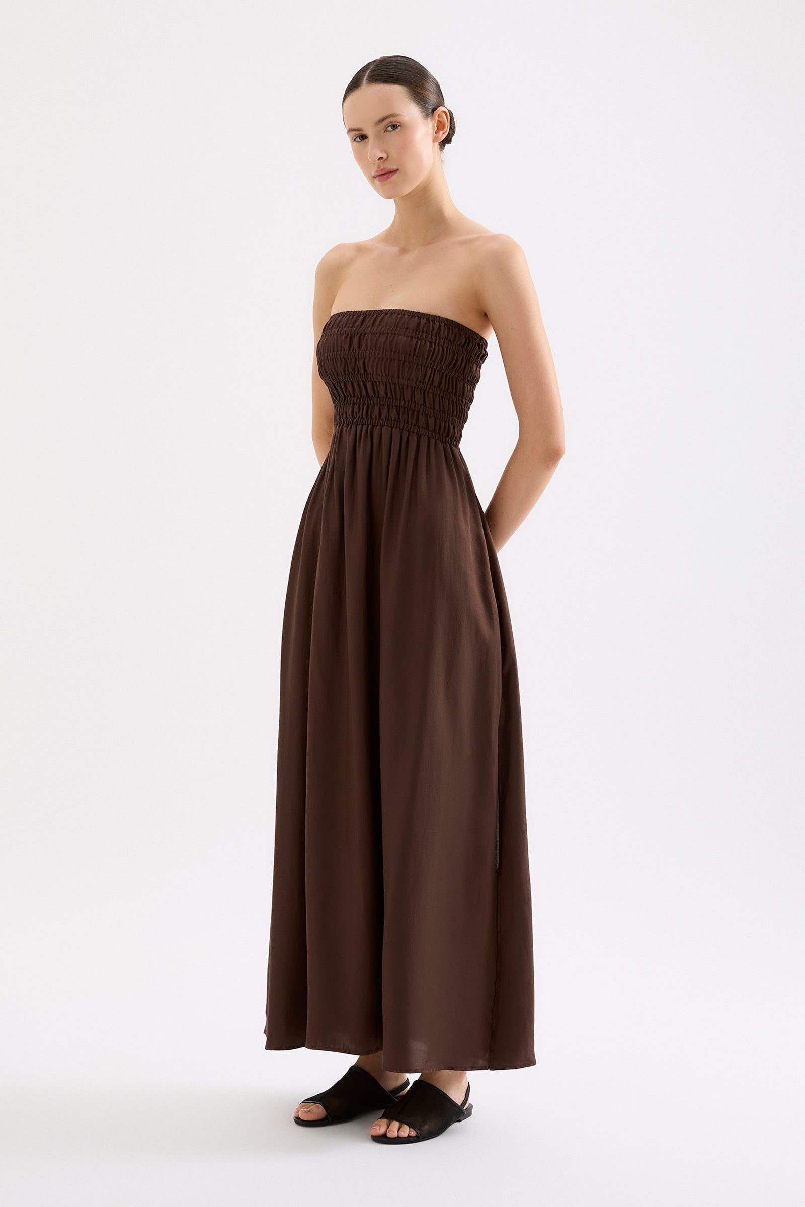 Zuri Tencel Maxi Dress Chocolate 