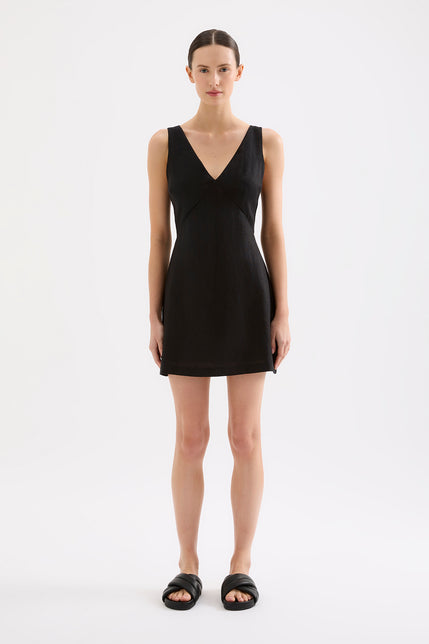 Blair Linen Mini Dress Black 