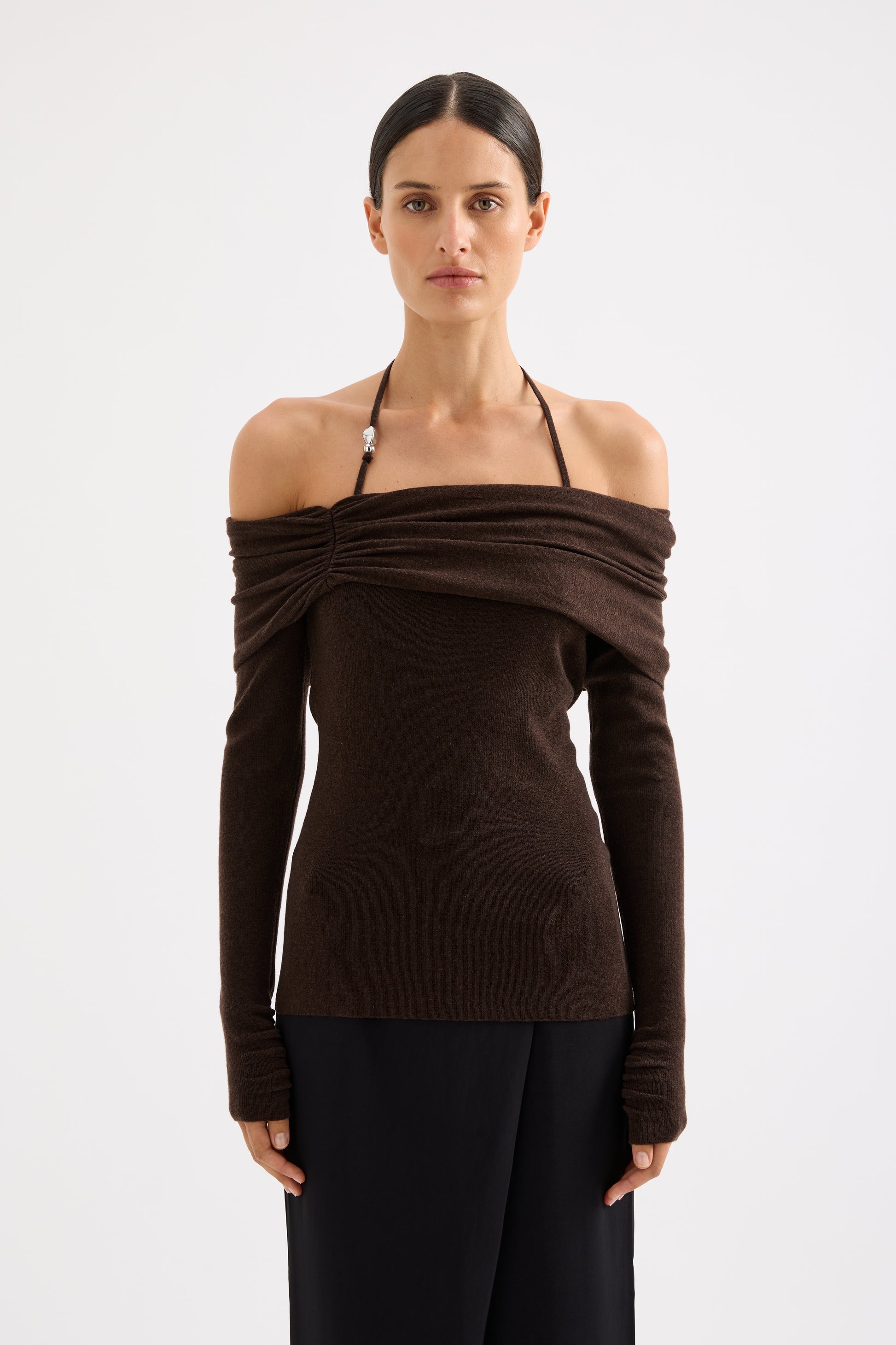 Serine Off Shoulder Knit Raisin 