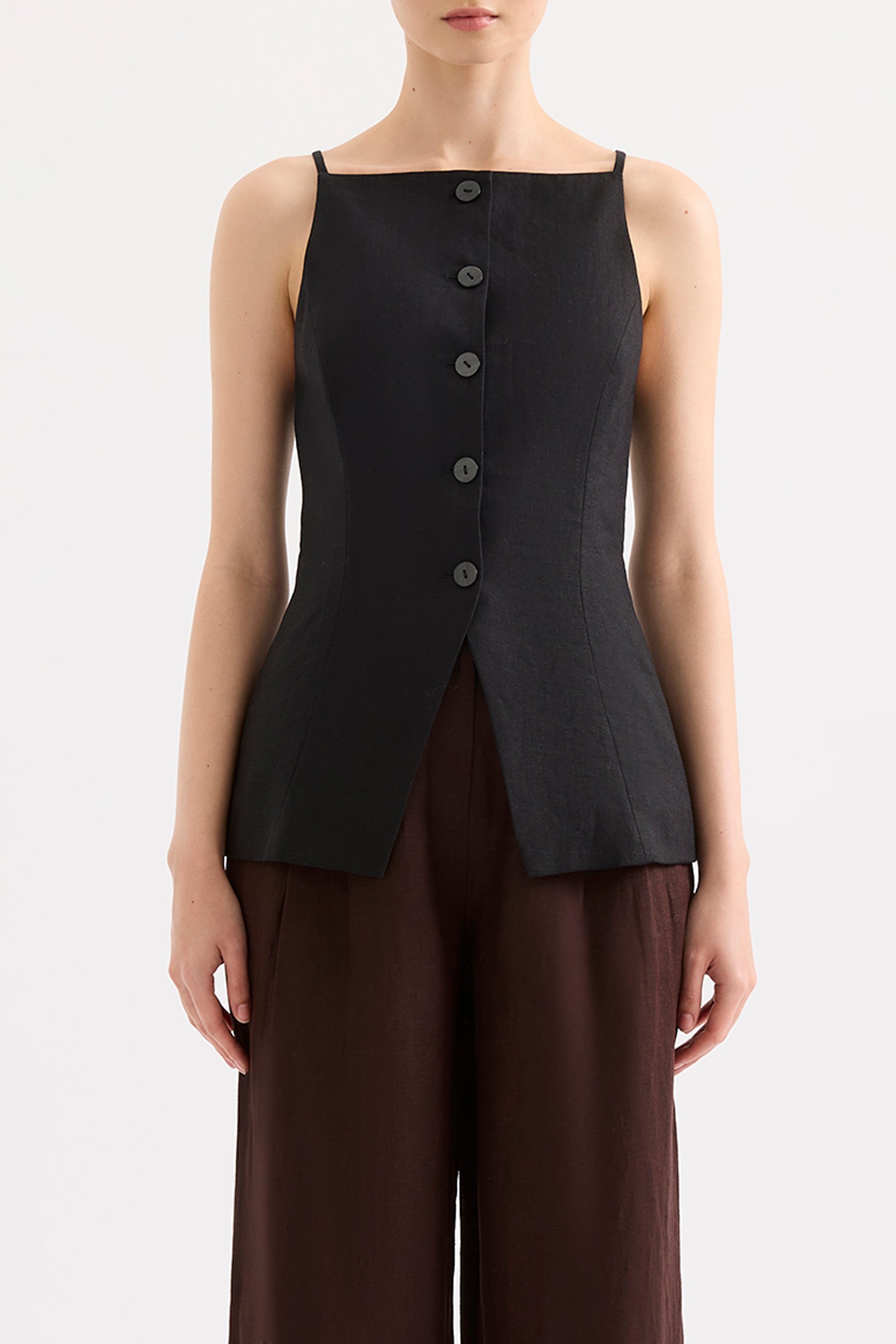 Lawrence Linen Vest Black 