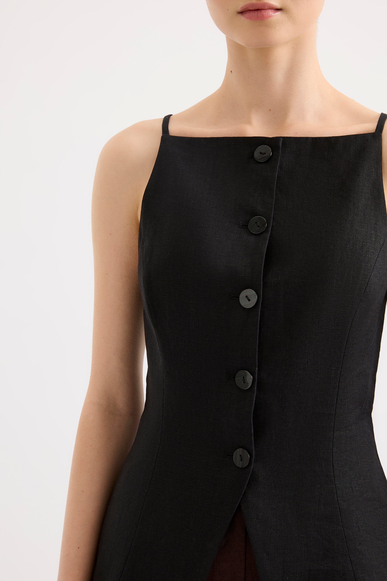 Lawrence Linen Vest Black 