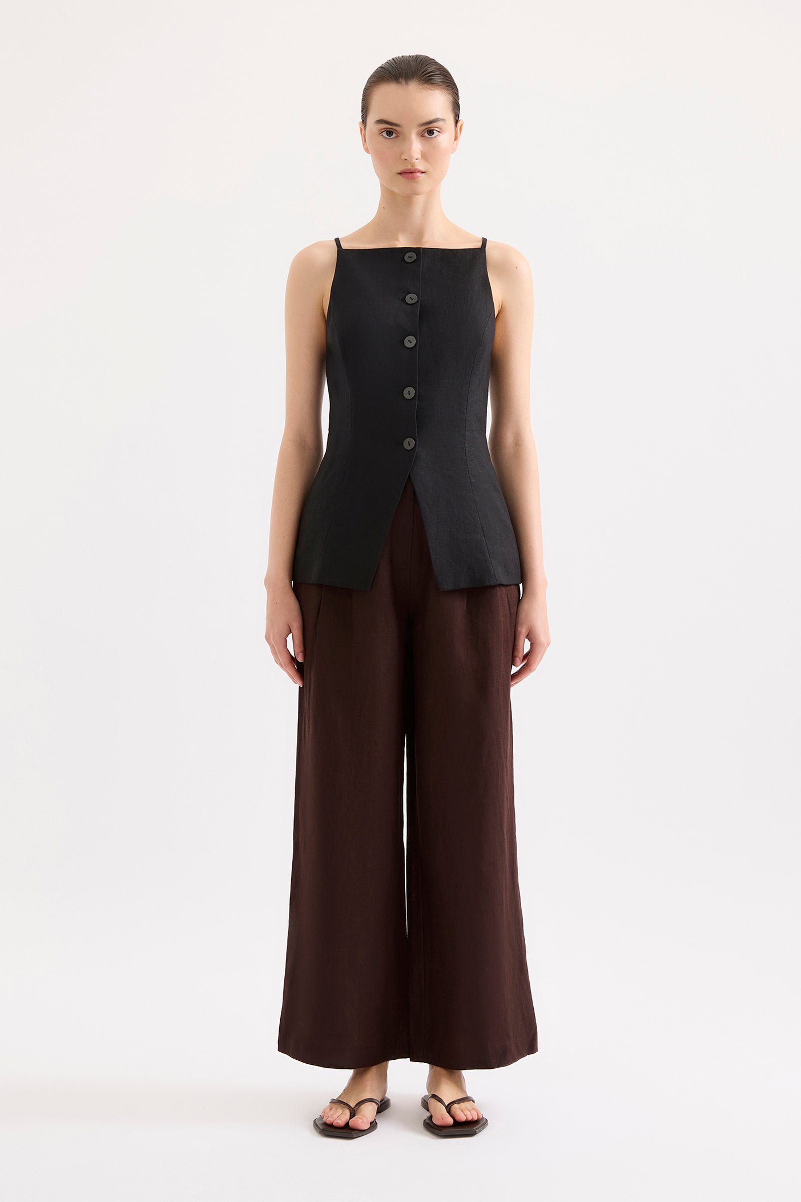 Lawrence Linen Vest Black 