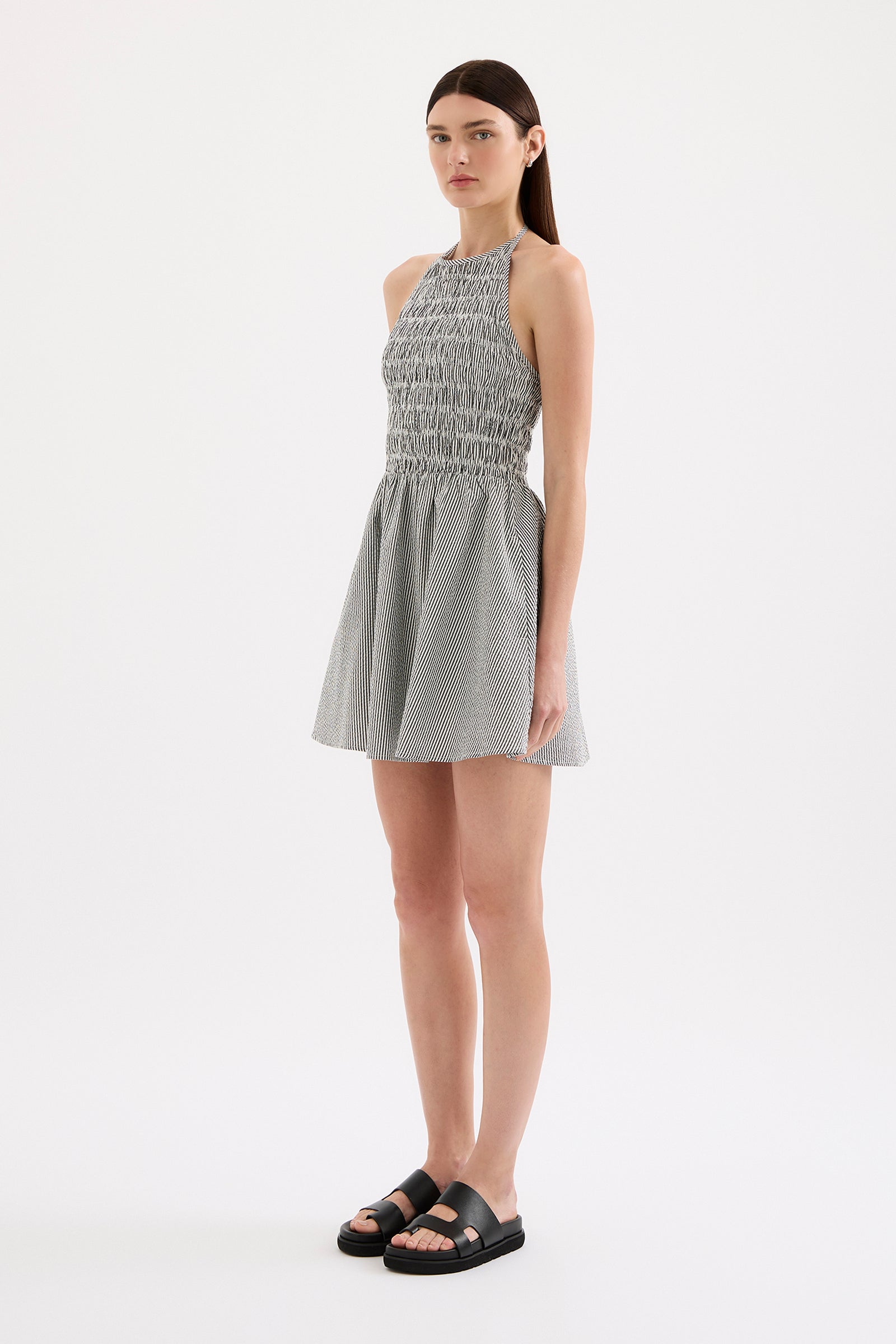 Quinn Mini Dress Black Stripe 