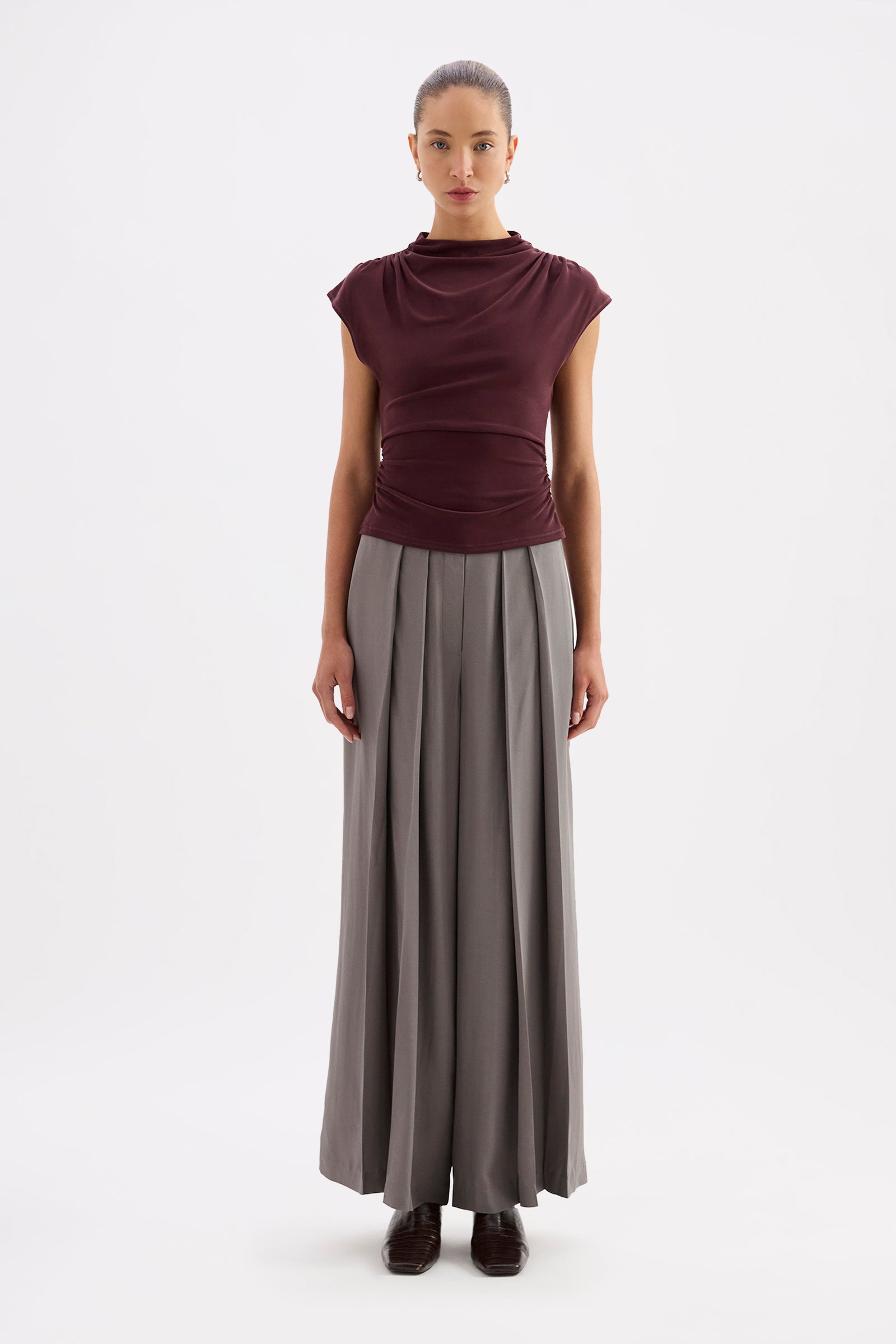 Portia High Neck Top Currant 