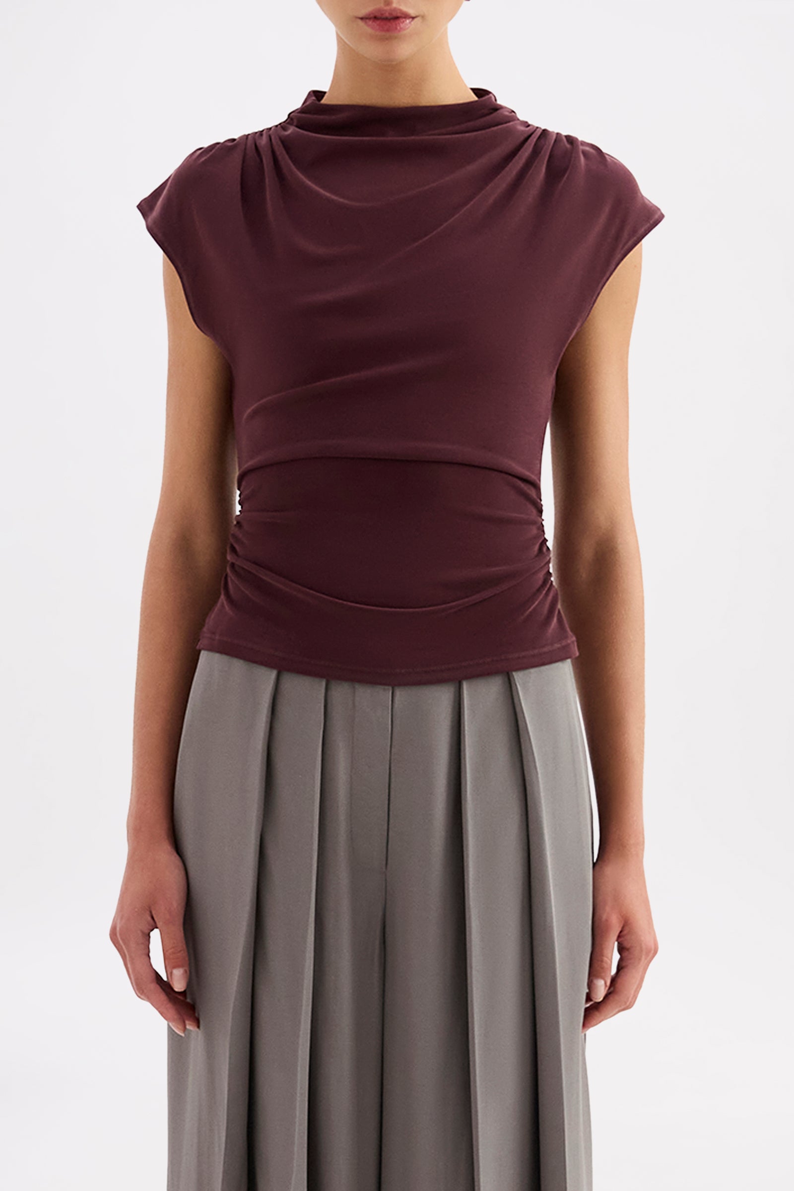 Portia High Neck Top Currant 