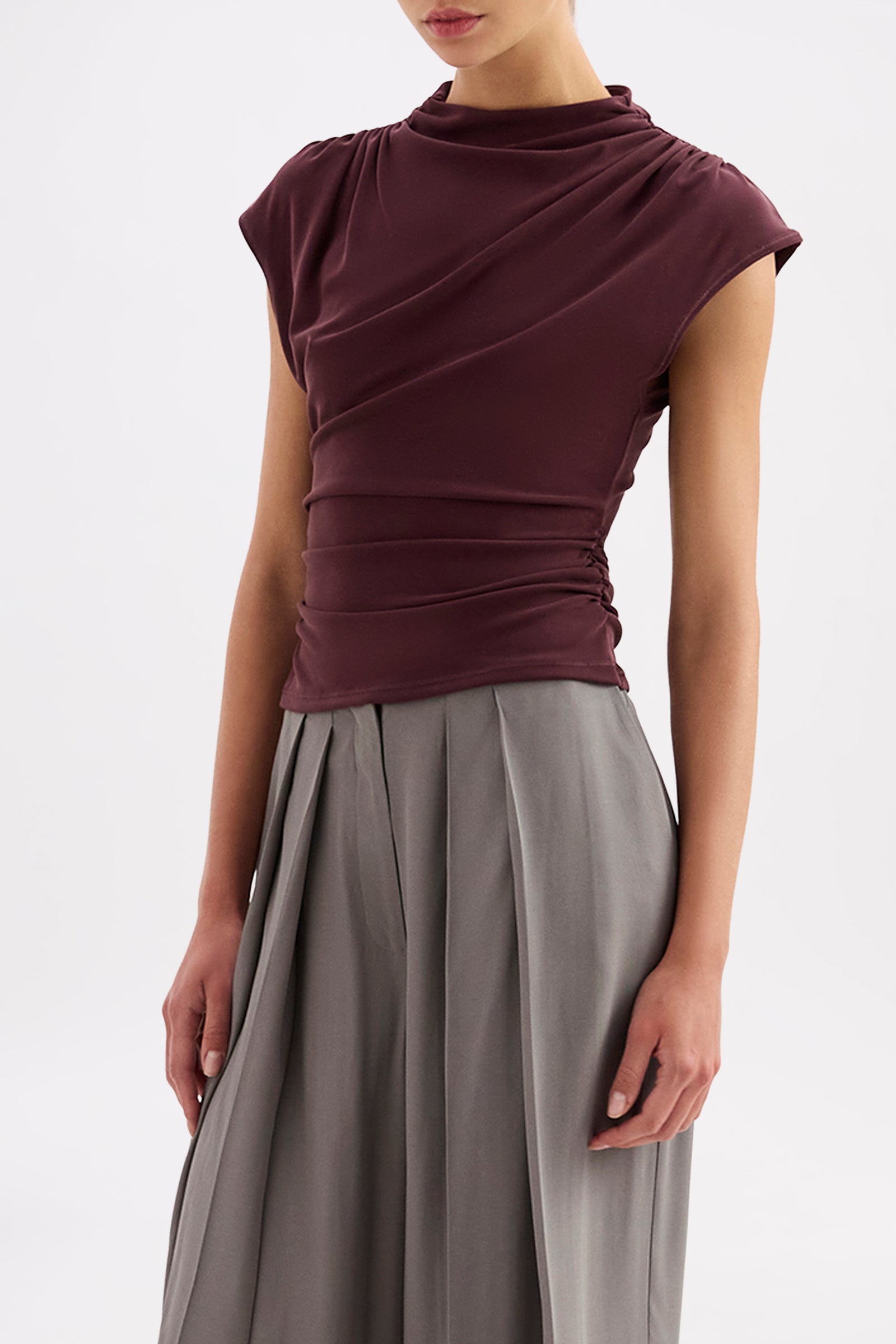 Portia High Neck Top Currant 