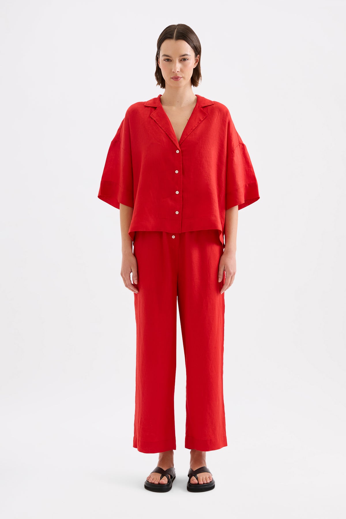 Lounge Linen Crop Pant Poppy 