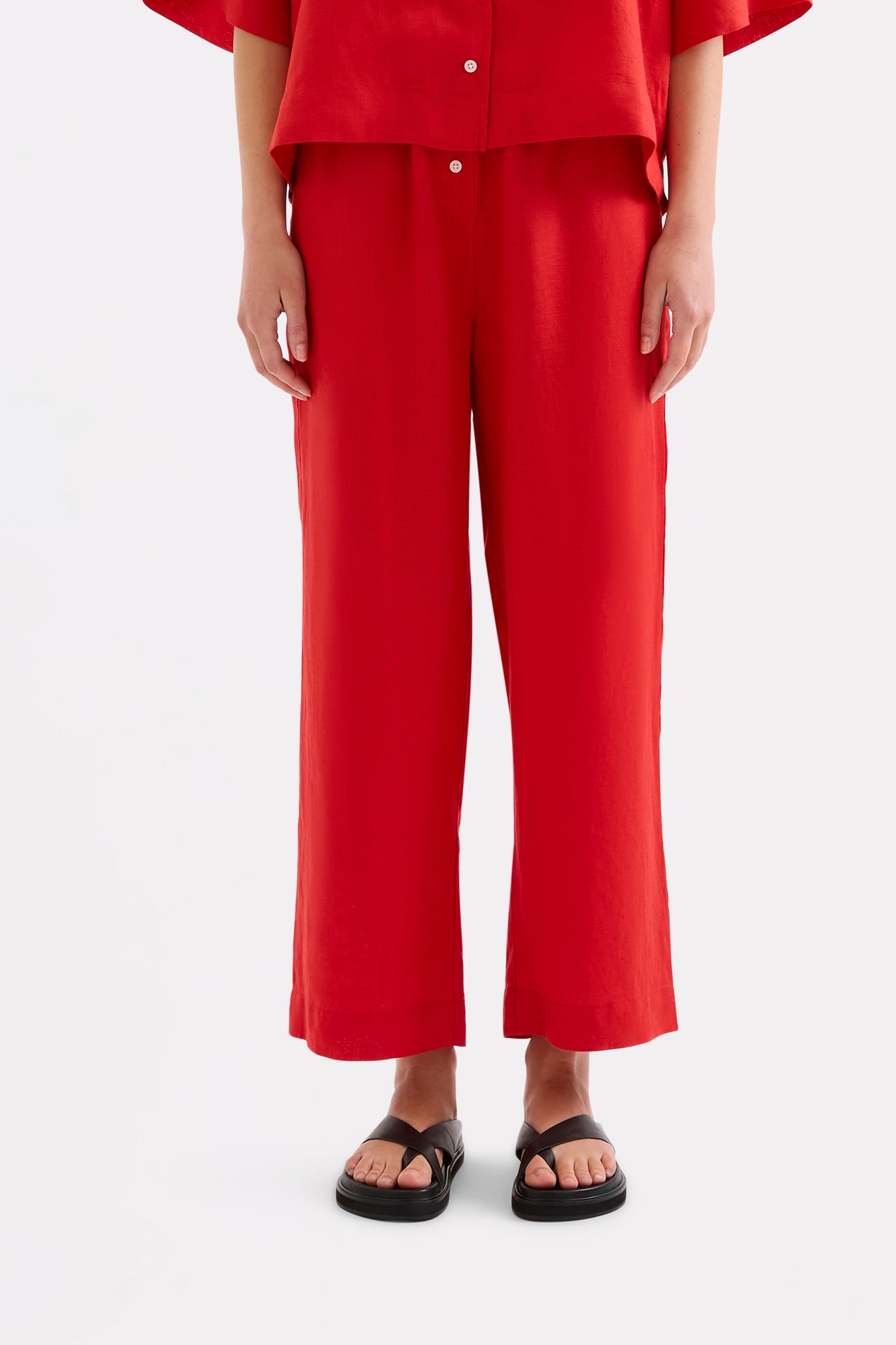 Lounge Linen Crop Pant Poppy 