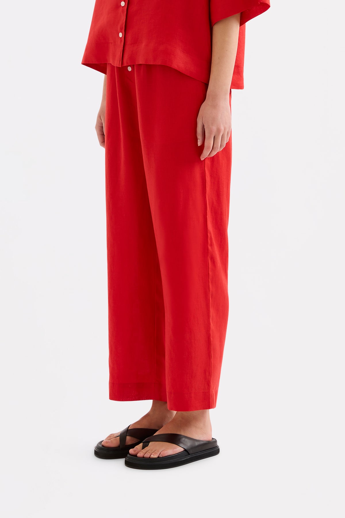 Lounge Linen Crop Pant Poppy 