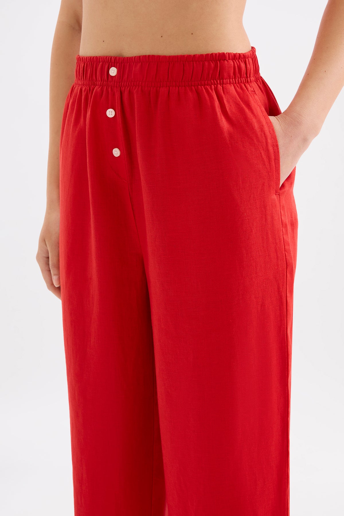 Lounge Linen Crop Pant Poppy 