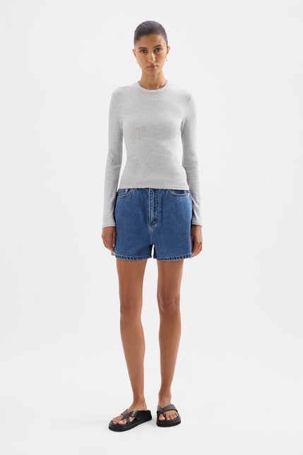 Organic Rib Ls Tee Grey Marle 