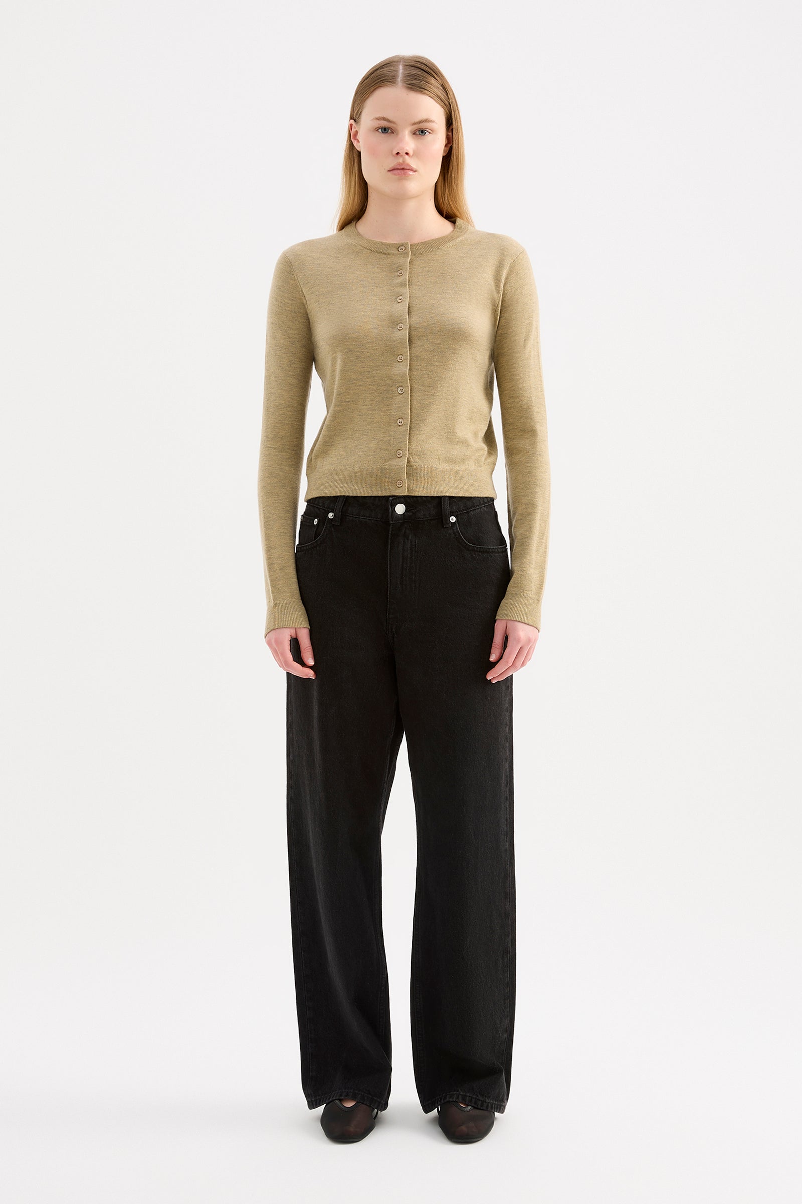 Elvio Merino Blend Cardigan Khaki 