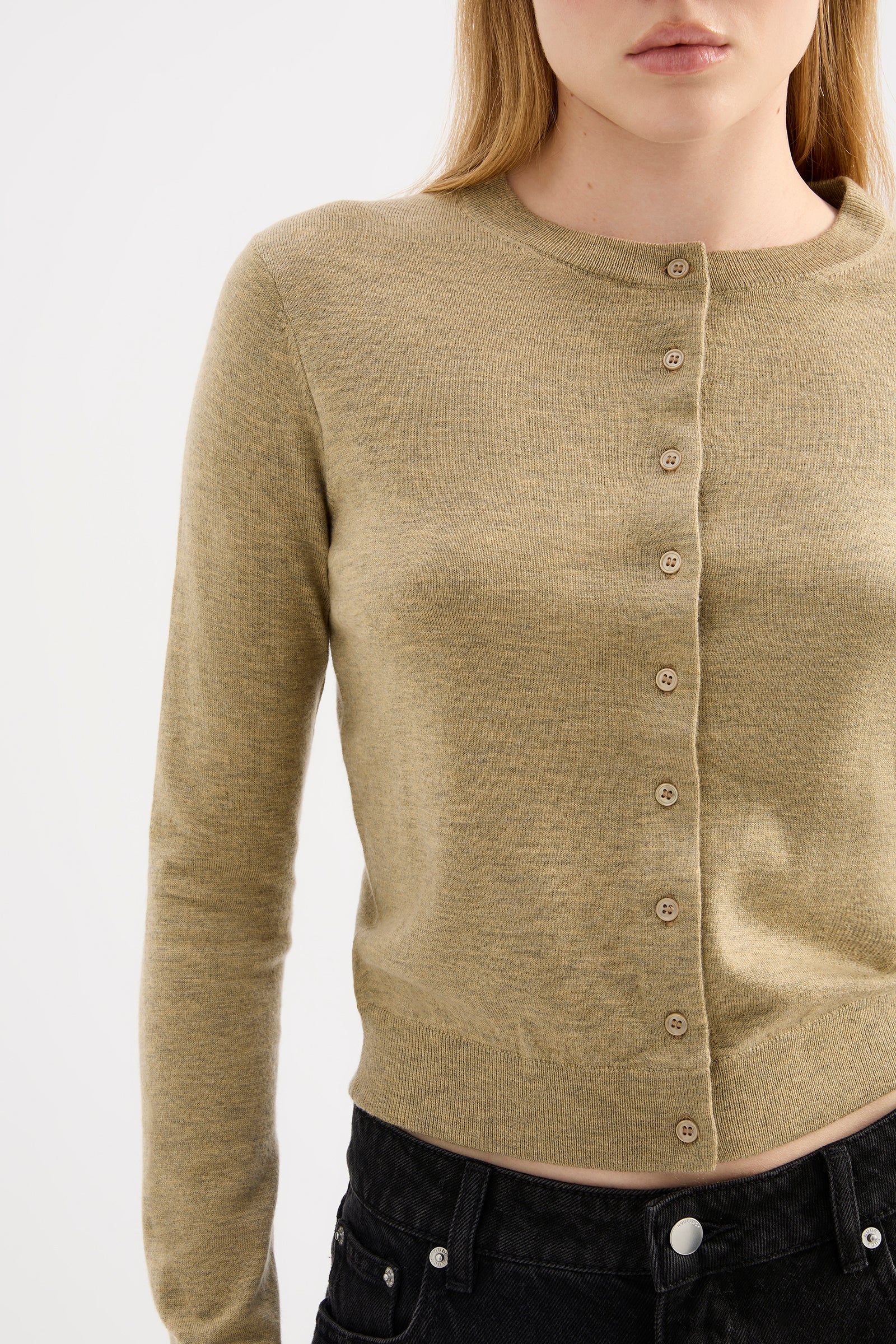 Elvio Merino Blend Cardigan Khaki 