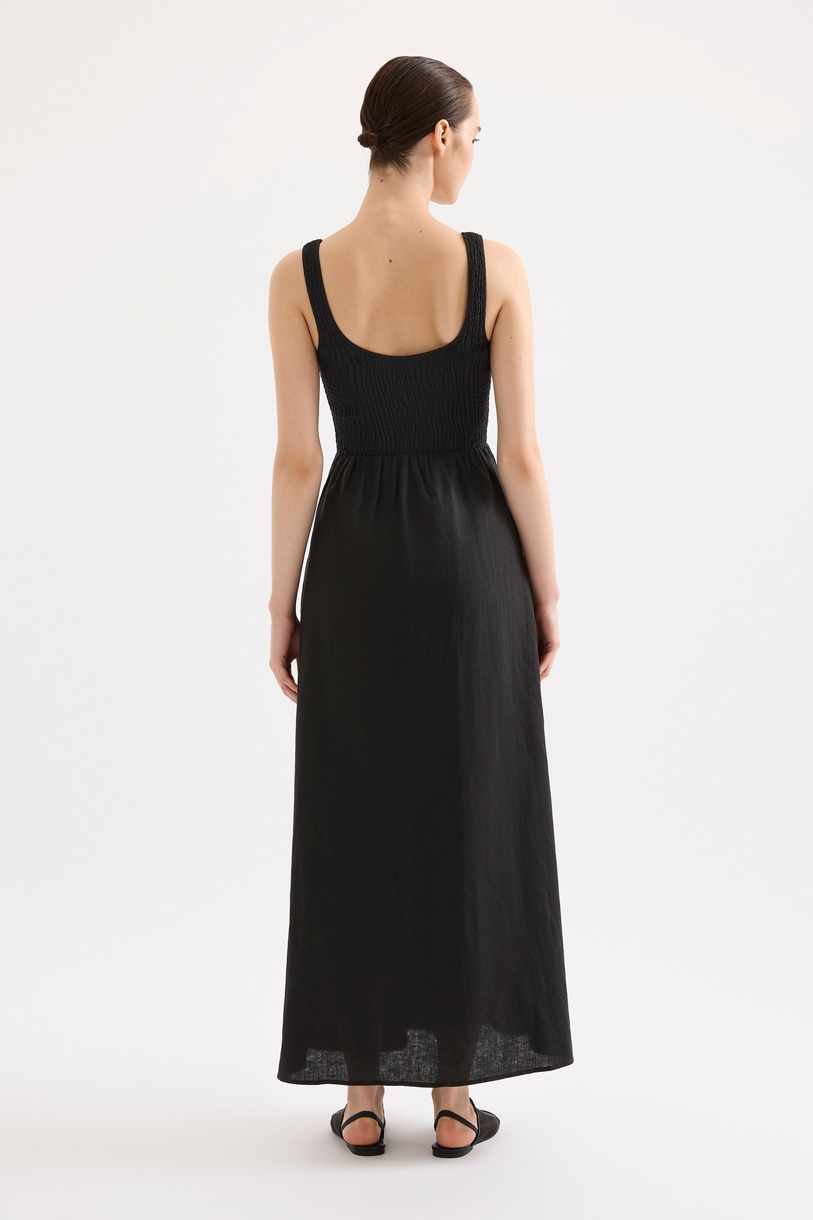 Elio Linen Maxi Dress Black 