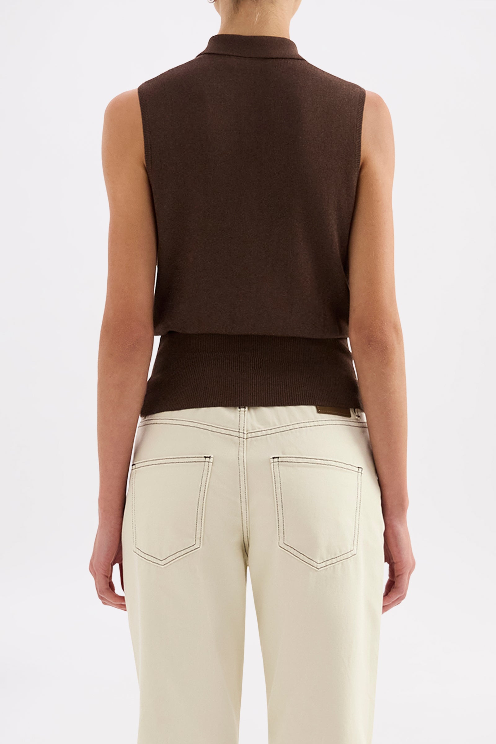 Danube Metallic Knit Vest Dark Chocolate 