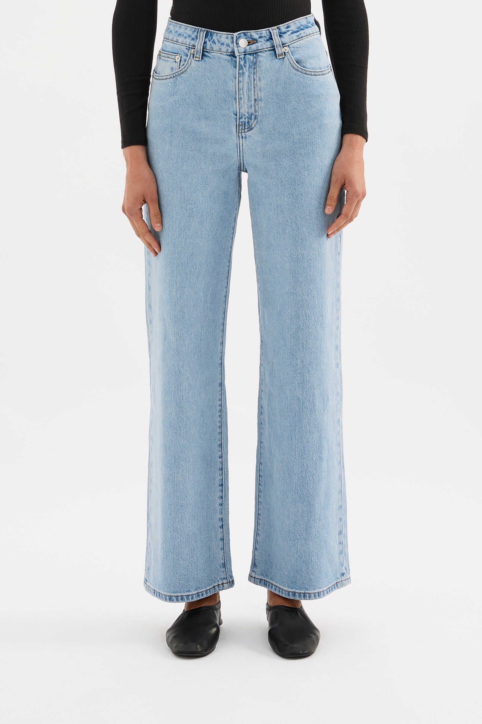 Organic Stretch Wide Leg Jean Soft Blue 