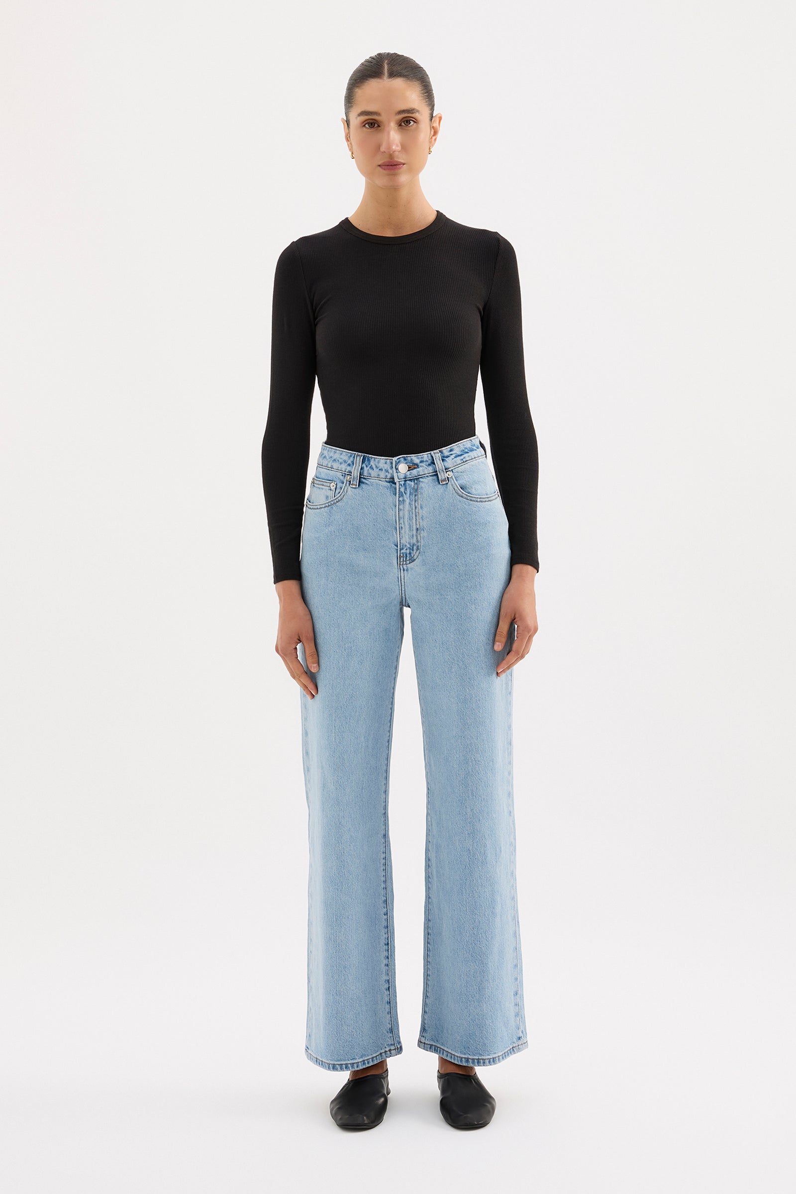 Organic Stretch Wide Leg Jean Soft Blue 