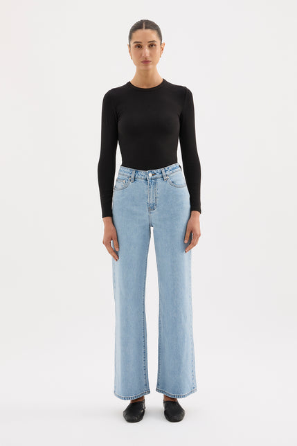 Organic Stretch Wide Leg Jean Soft Blue 